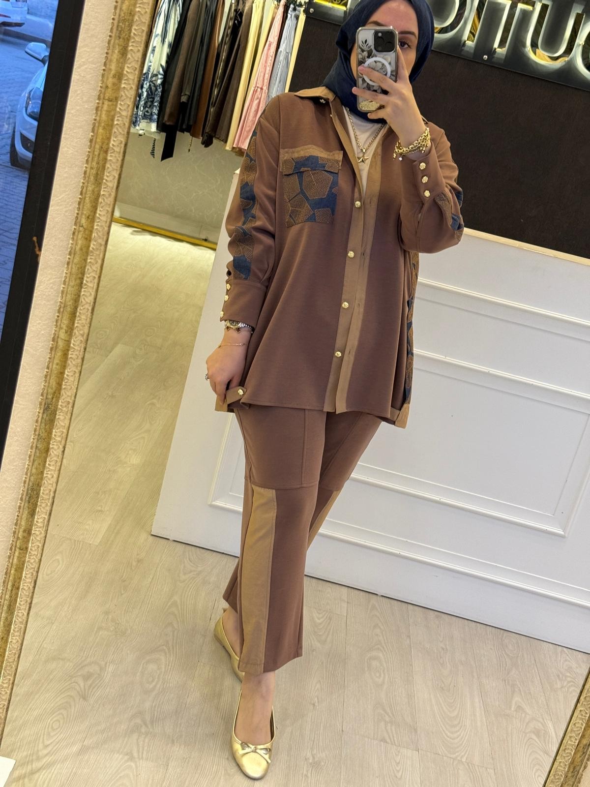 GHİSA Nakış İşlemeli Gömlek Pantolon Takım