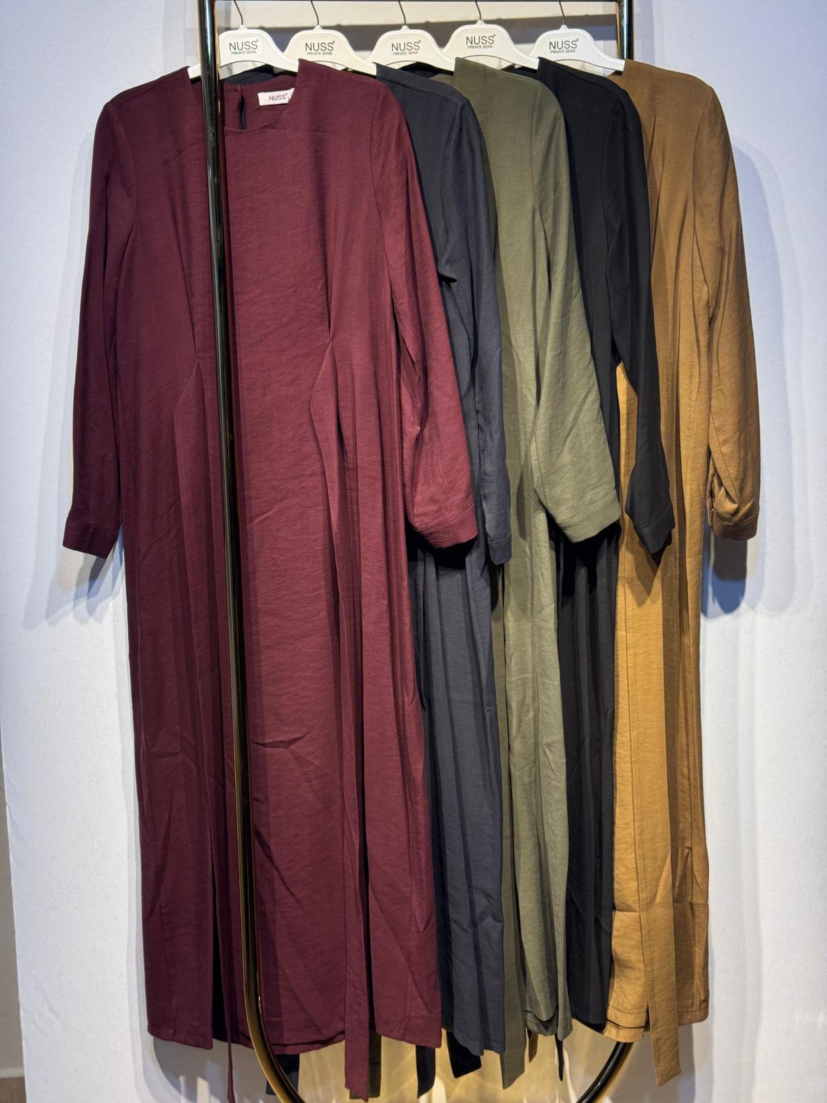 NUSS Belden Bağlamalı Uzun Elbise