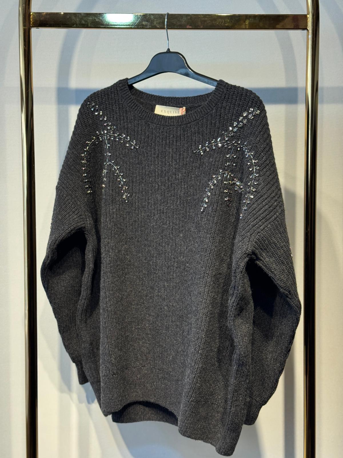 EXQUİSE Taş İşlemeli Grace Triko Bluz