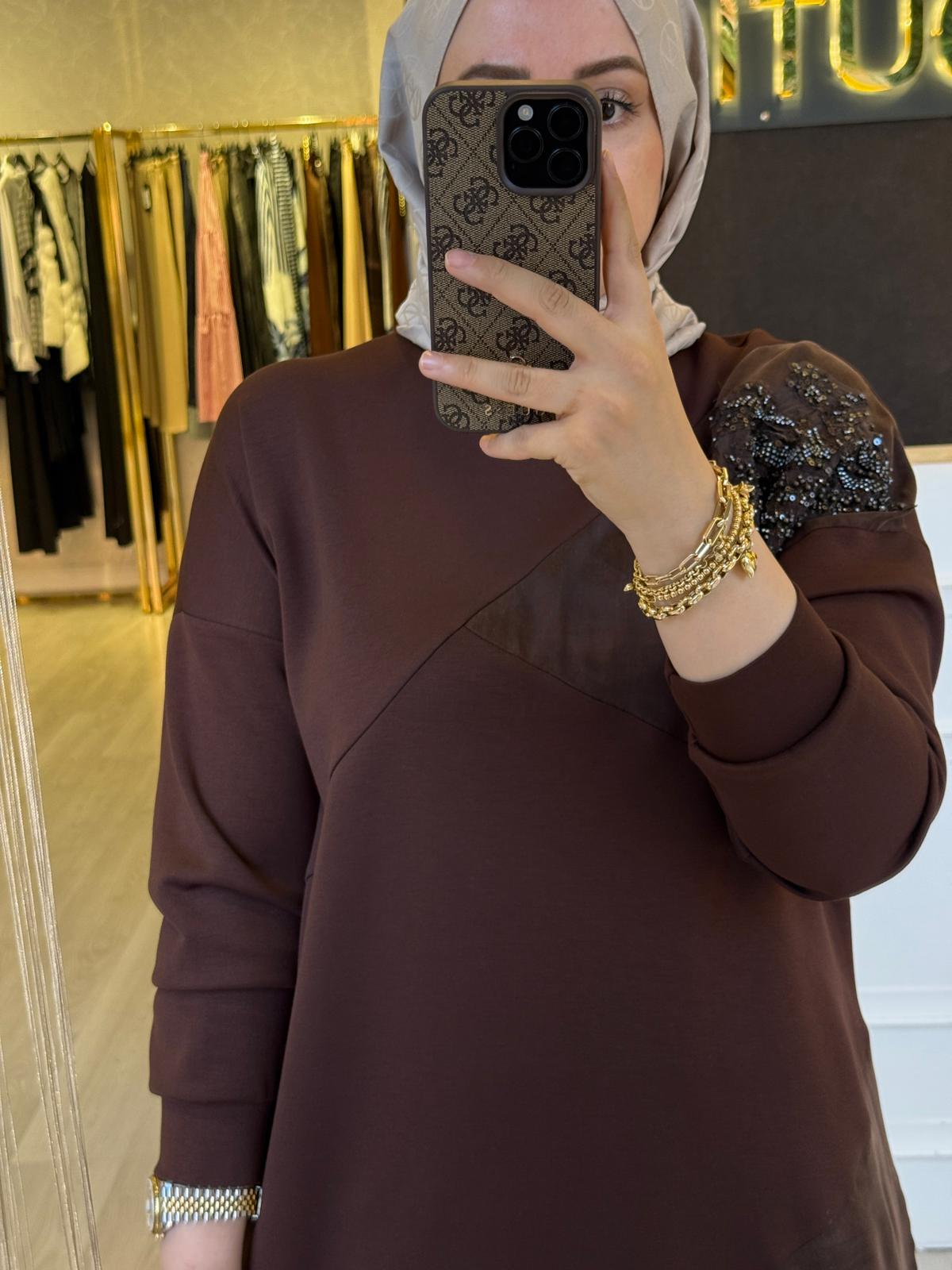 FUAT GÜRSEN Payet İşlemeli Tunik Pantolon Takım