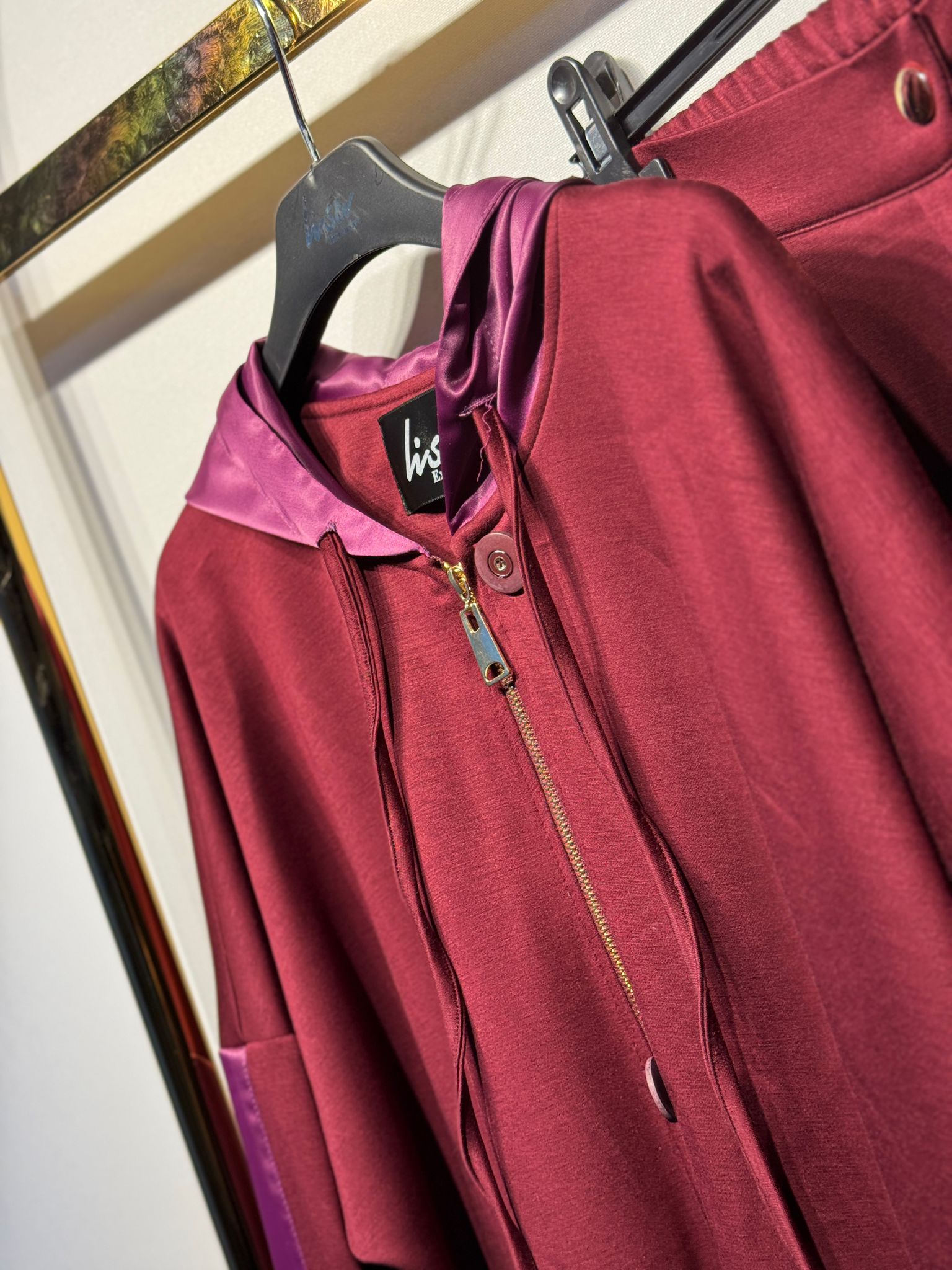 LİSA EXCLUSİVE Saten Mix Kapşonlu Sweat Rahat Pantolon Takım