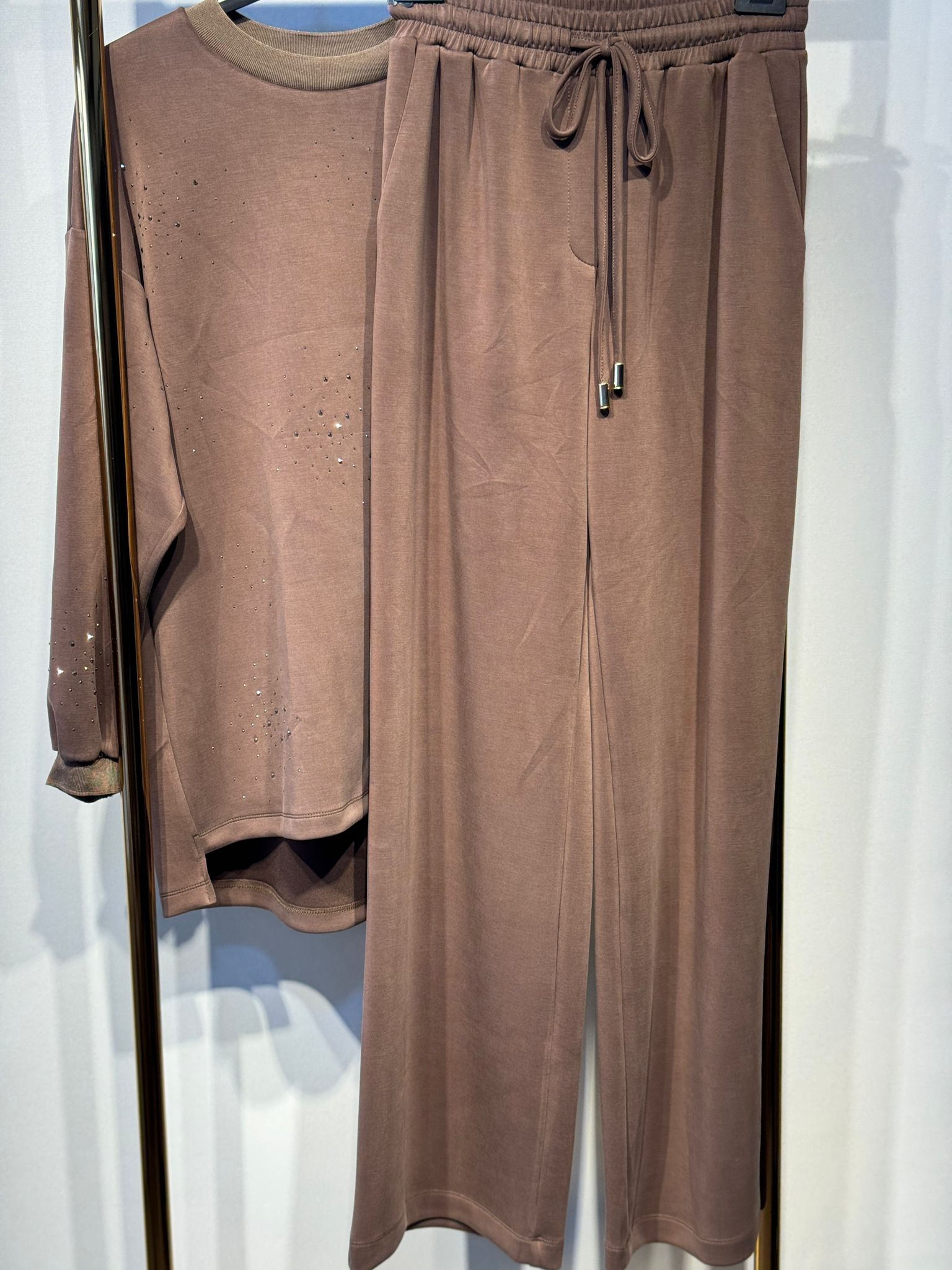 Sİ Design my8 4139-2102 Pırlanta Detaylı Oysho Tunik Pantolon Takım