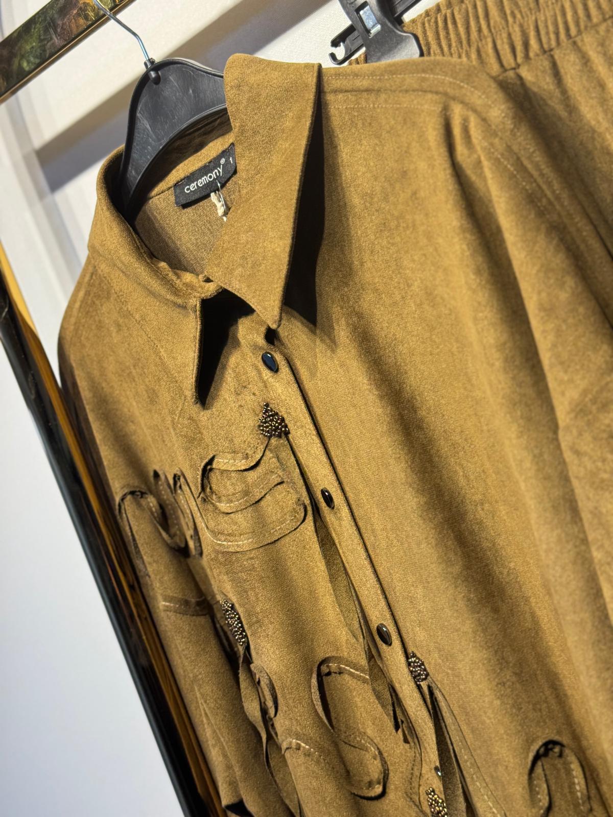 CEREMONY Lase Nakışlı Pantolonlu Süet Takım