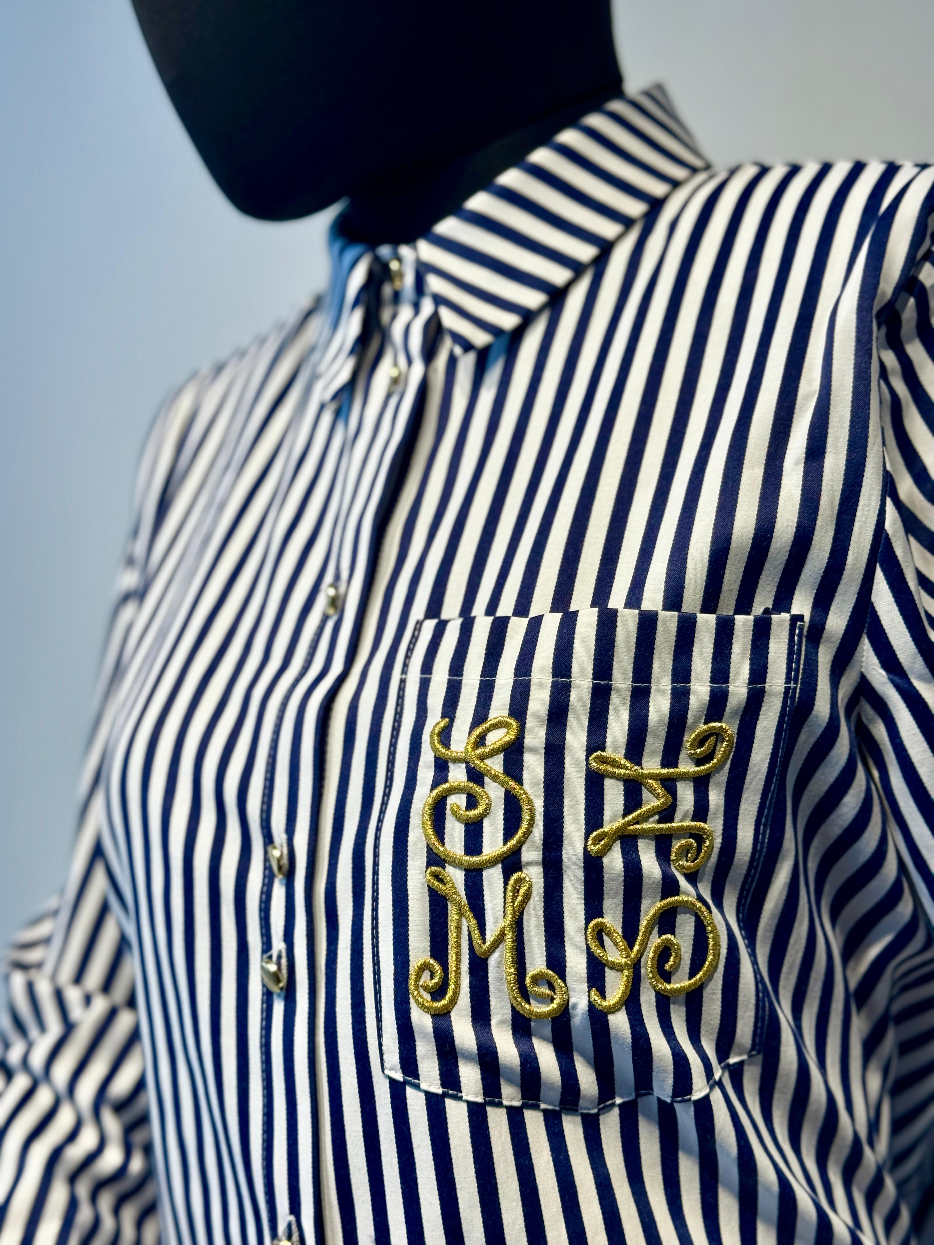 MİSSEMRAMİSS Gold Nakış İşlemeli Çizgili Gömlek