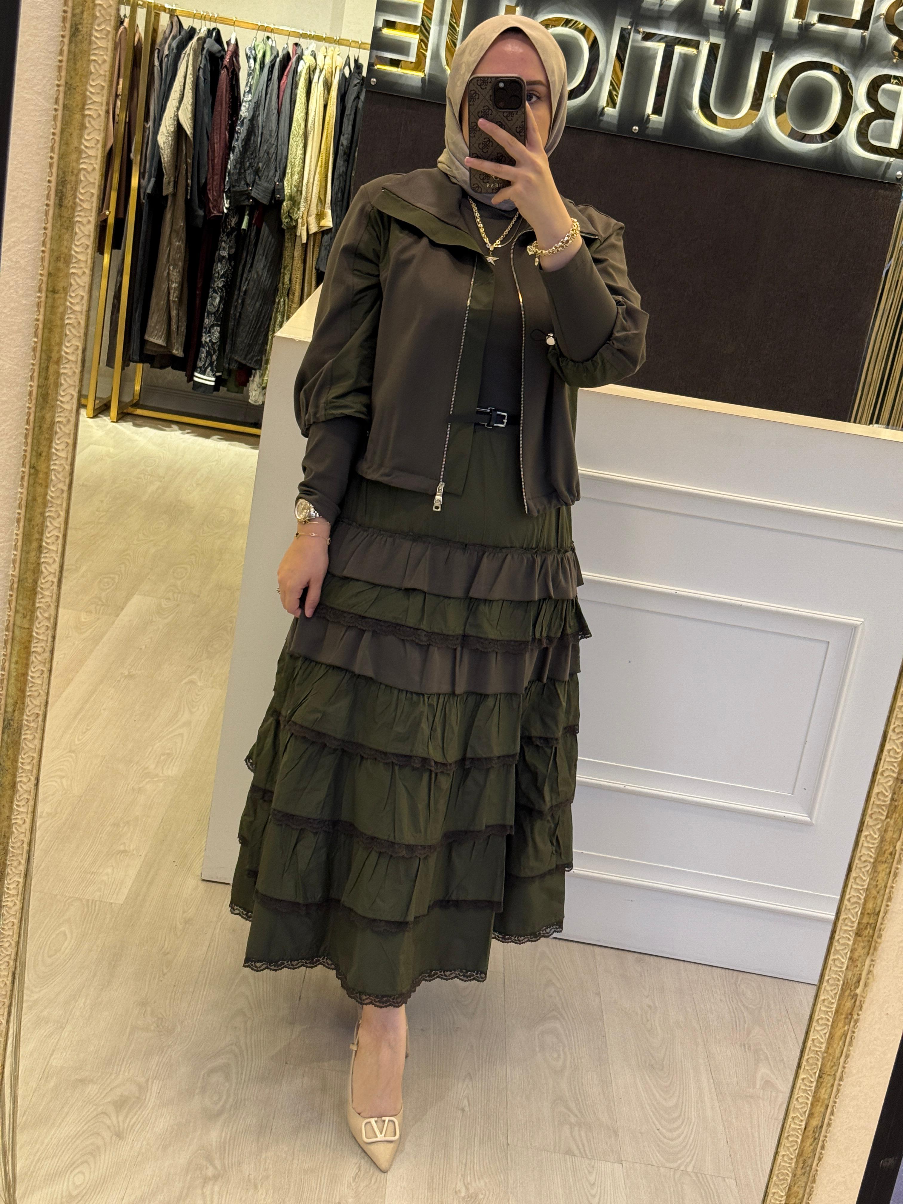 MİSSWHENCE 38807 Kemer Hediyeli İkili Elbise