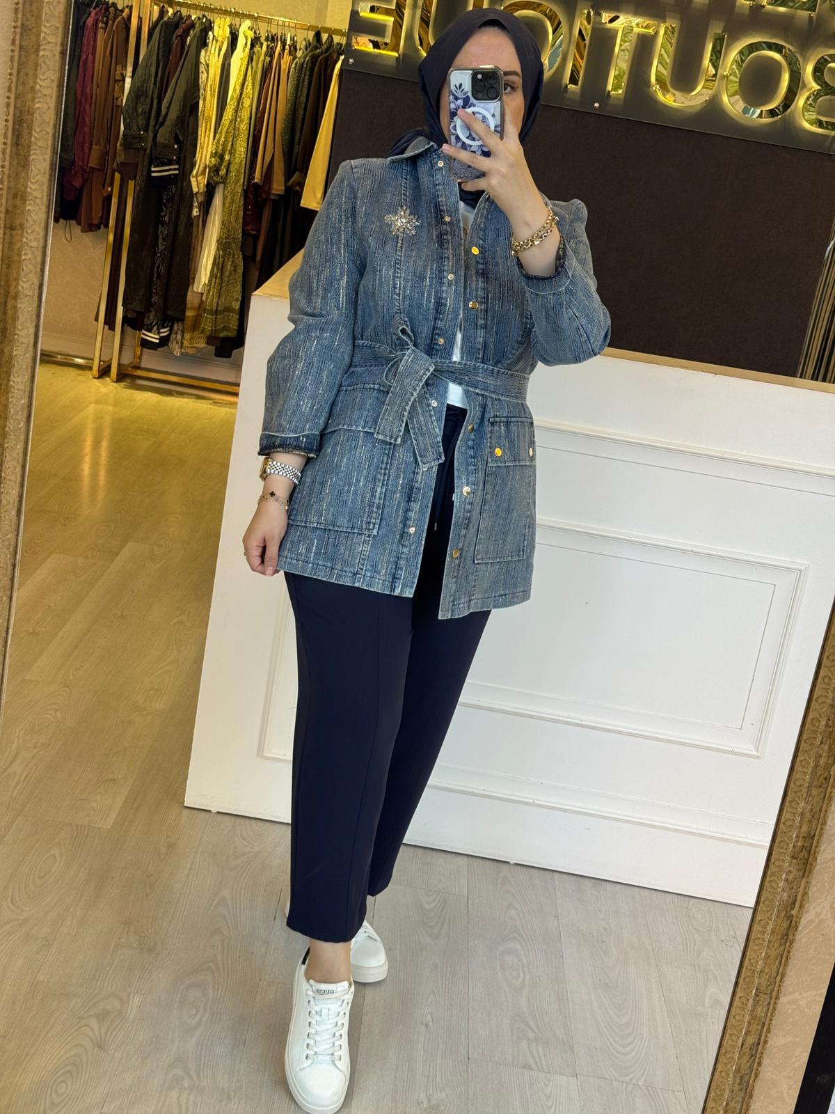 NUSS Parla İplik Geçişli Denim Kap