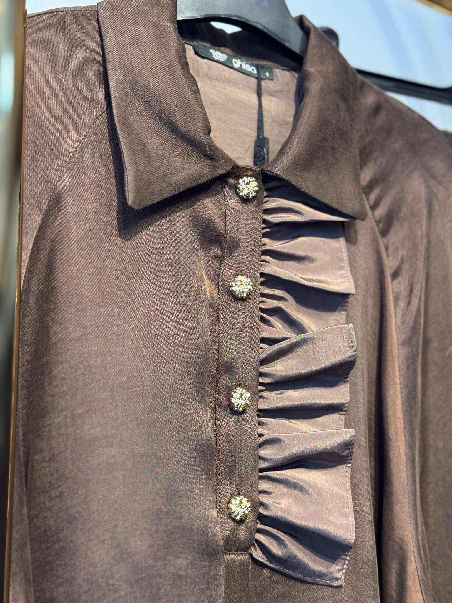 GHİSA Yarım Düğme Yakalı Tunik - Rahat Pantolon İpek Cupra Takım