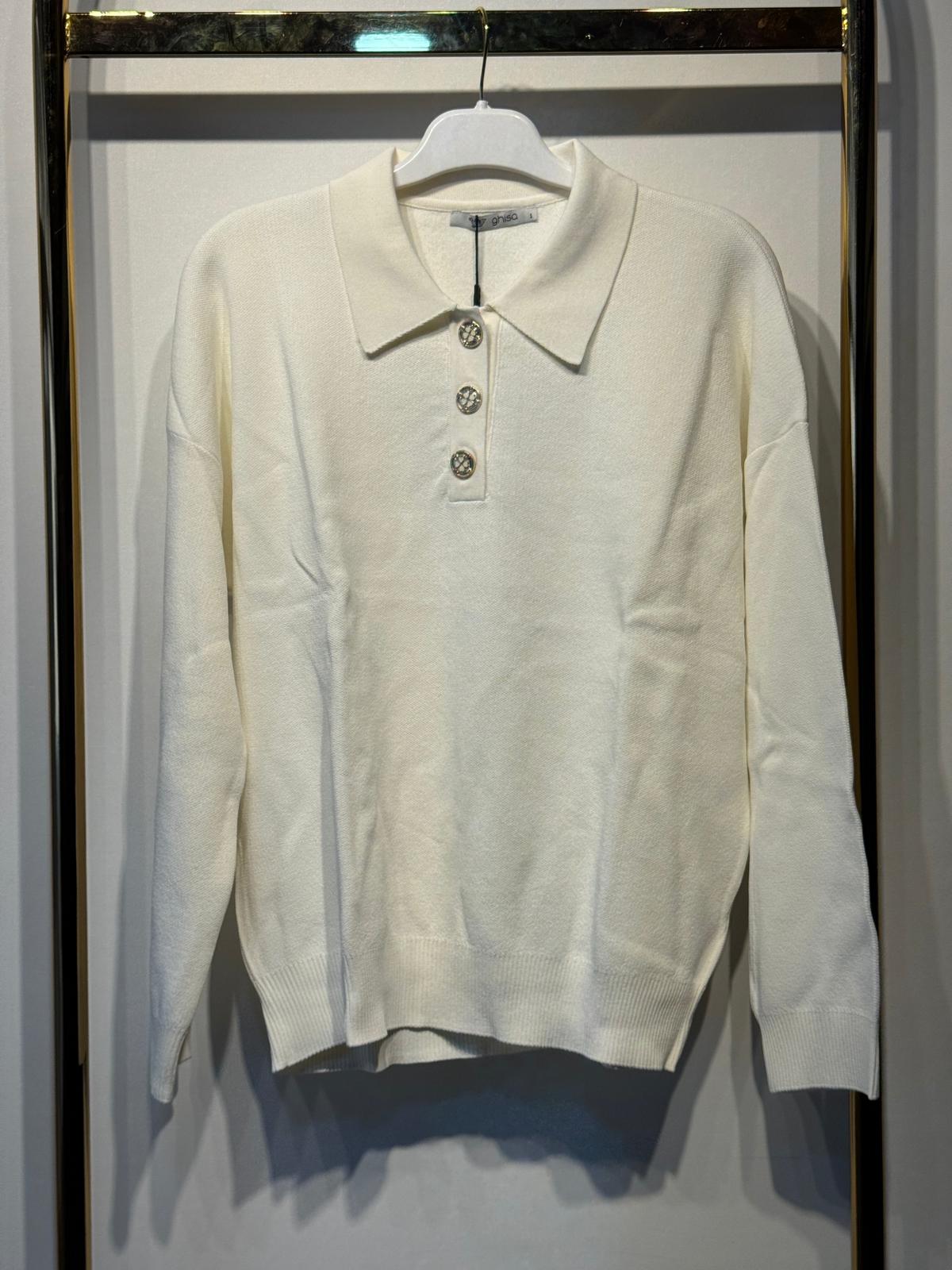 GHİSA Merserize Gold Yonca Düğmeli Yakalı Rahat Bluz