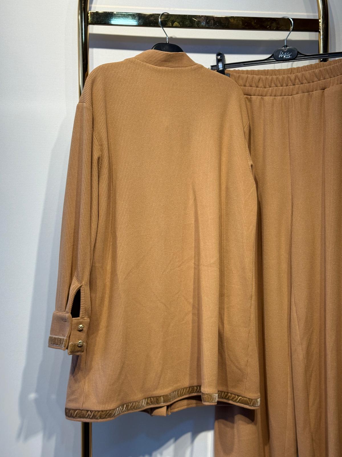 LİSA EXCLUSİVE Gold Düğmeli Triko Hırka Pantolon Takım