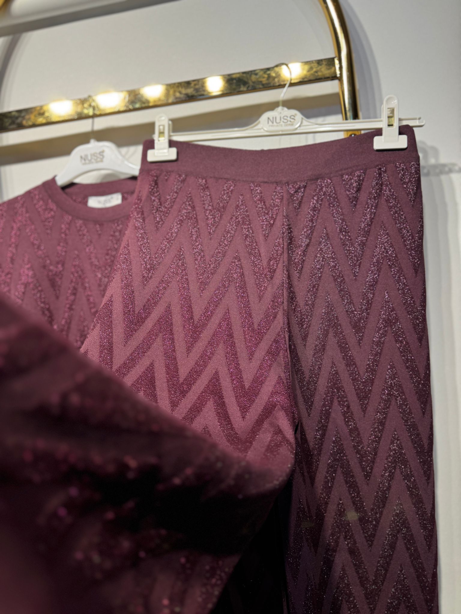 NUSS Parla İplik Detaylı Tunik Pantolon Takım