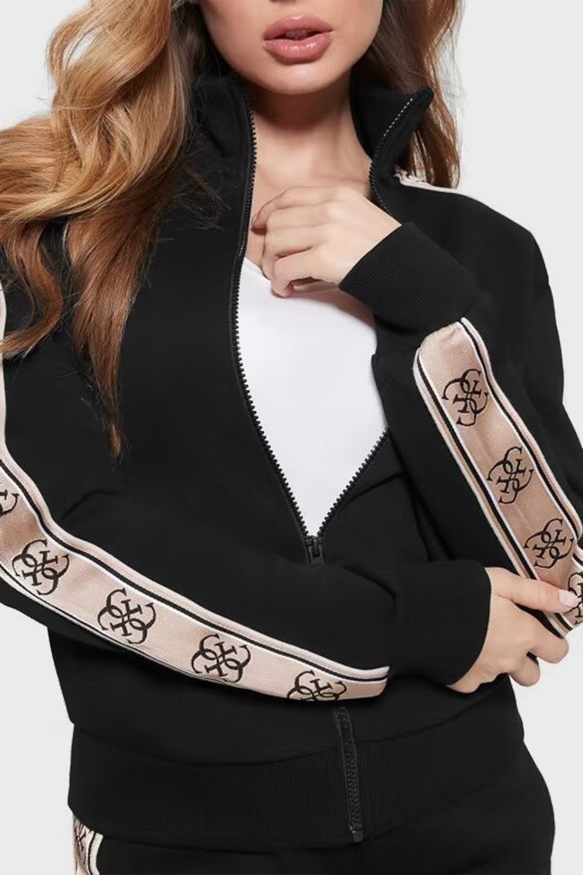 GUESS Yan logo şeritli sweatshirt