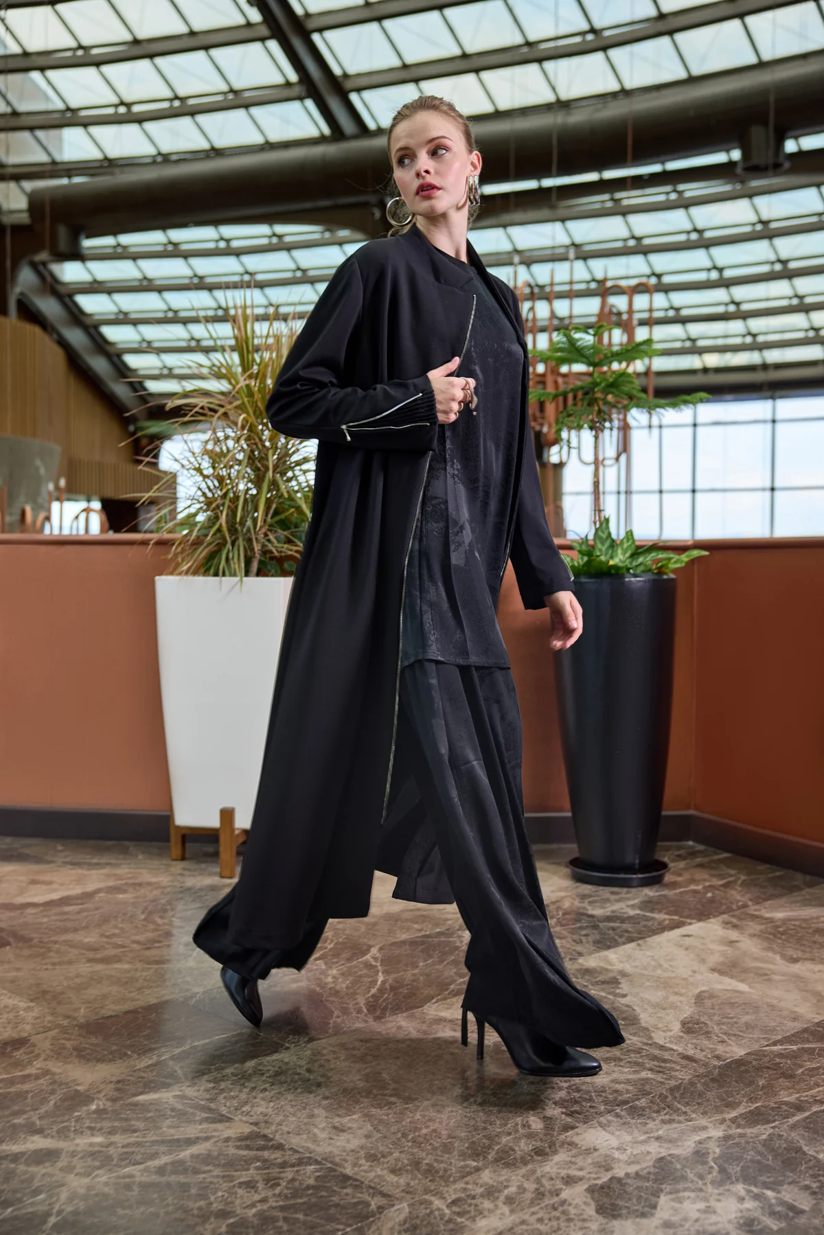 MİSSWHENCE 38404 Fermuarlı Uzun Kap