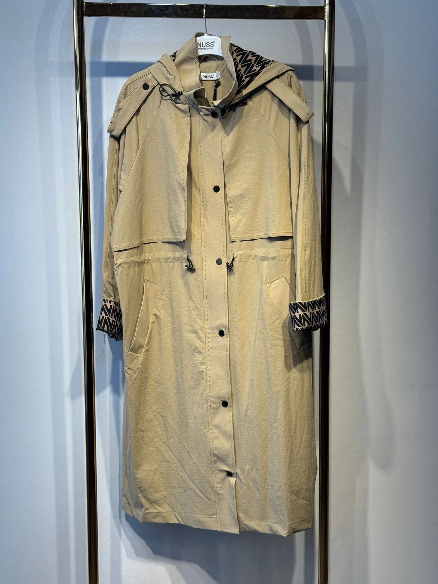 NUSS Mix Kumaş Desenli Uzun Kap