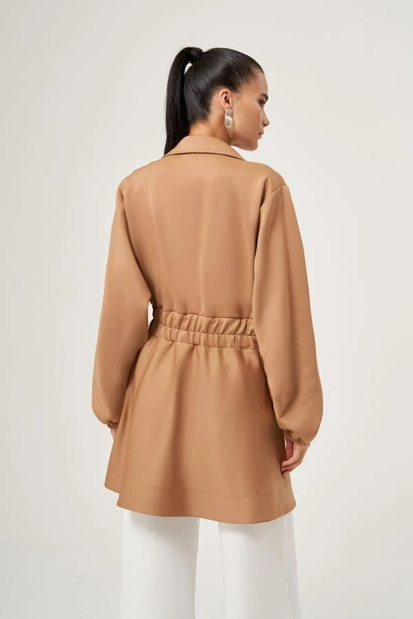 NUSS Kemer Detaylı Deri Trenç