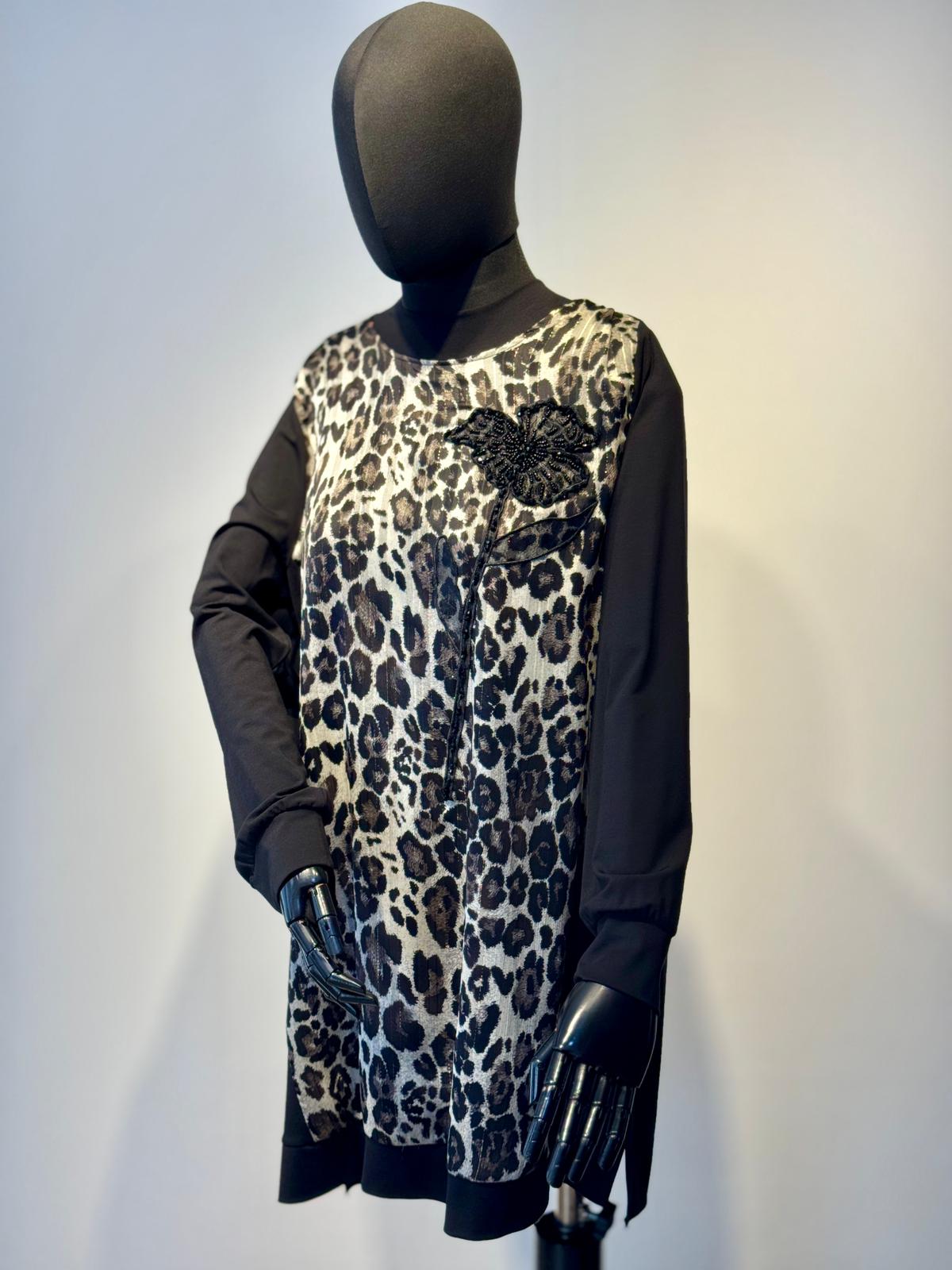 FUAT GÜRSEN İşlemeli Leopar Desen Tunik