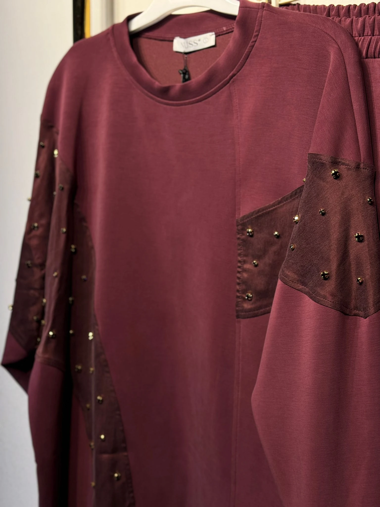 NUSS Taş İşlemeli Oysho Kumaş Tunik Pantolon Takım