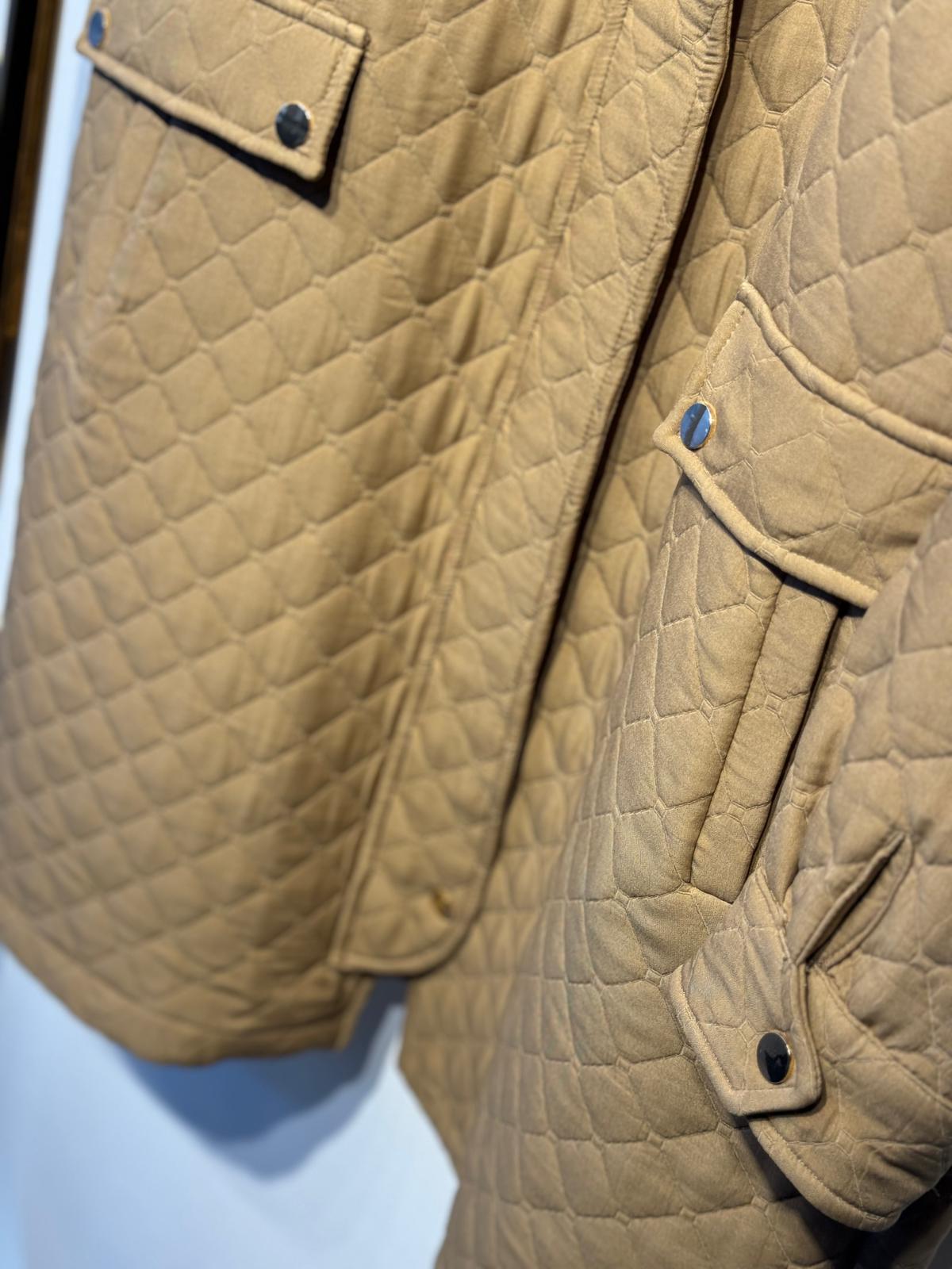 FUAT GÜRSEN Kapitone Kumaş Omuz Apoletli Uzun Kap