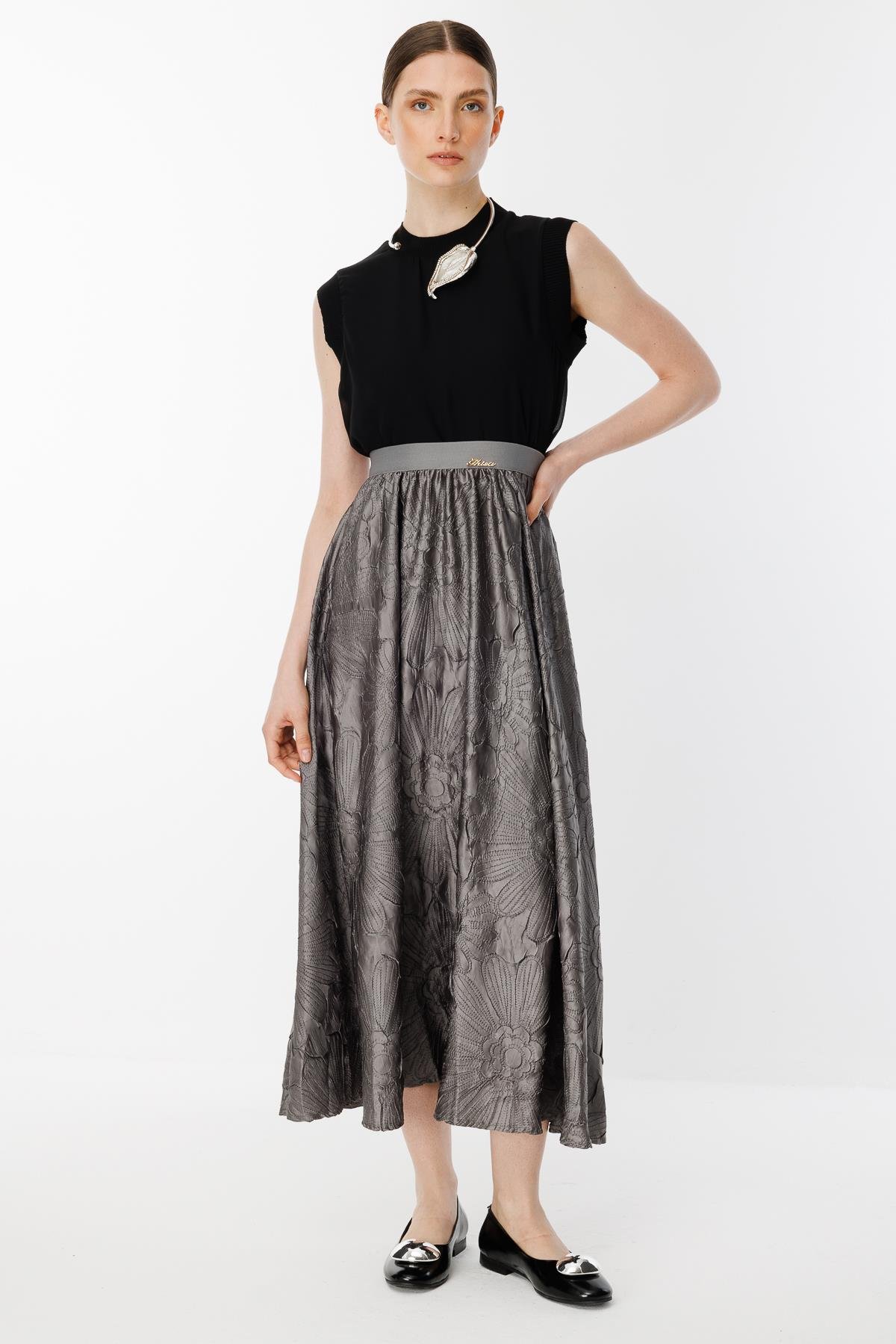 GHİSA Nakış Çiçek İşlemeli Etek