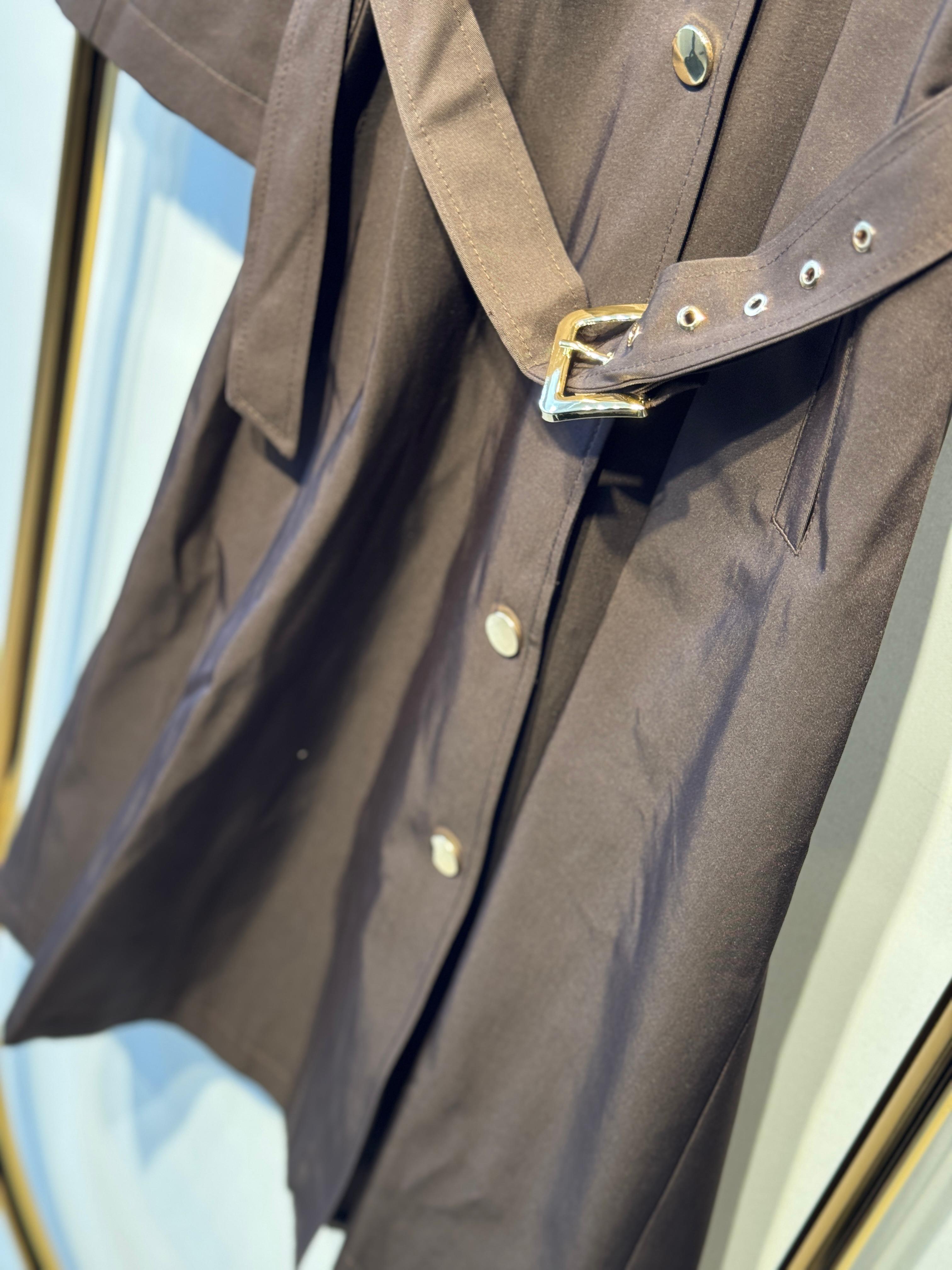 GHİSA Gold Çıtçıtlı Uzun Belden Kemerli Trenç