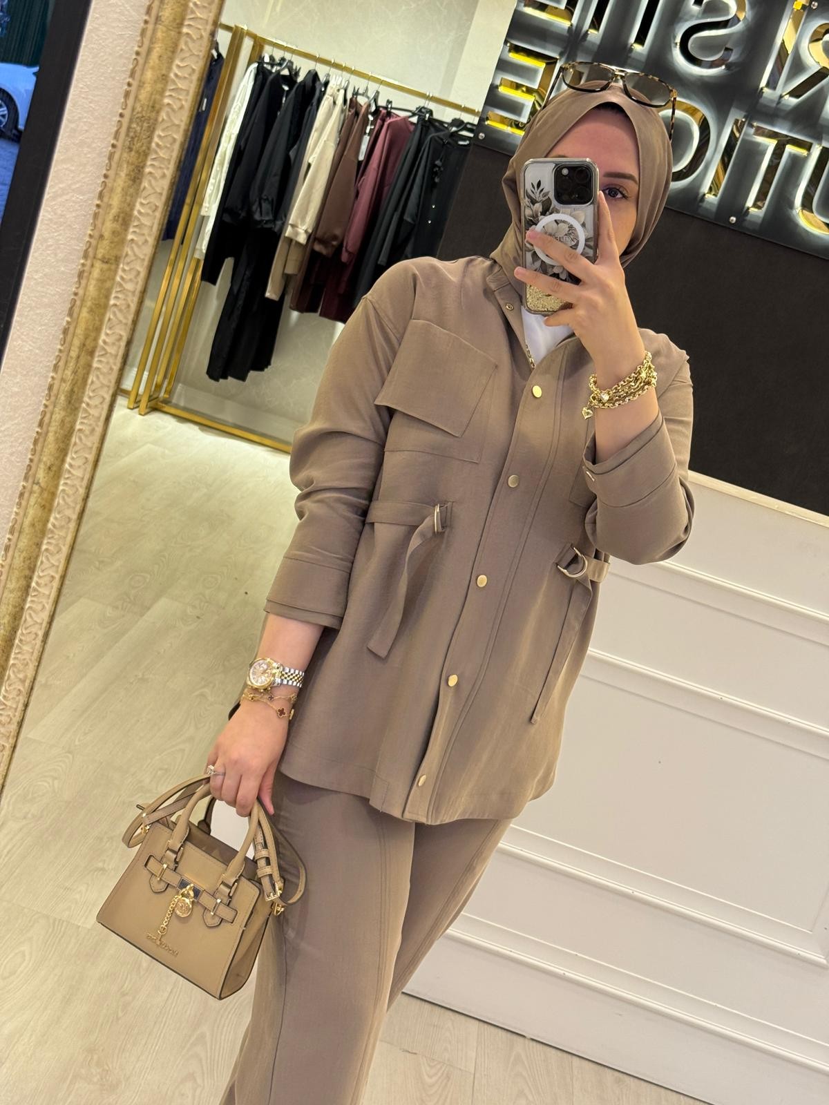 GHİSA Belden Bağlamalı Tunik Pantolon Takım