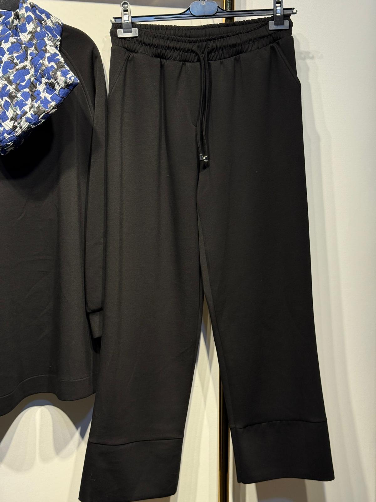 LİSA EXCLUSİVE Desenli Kumaş Mix Kapşonlu Ceket Pantolon Takım