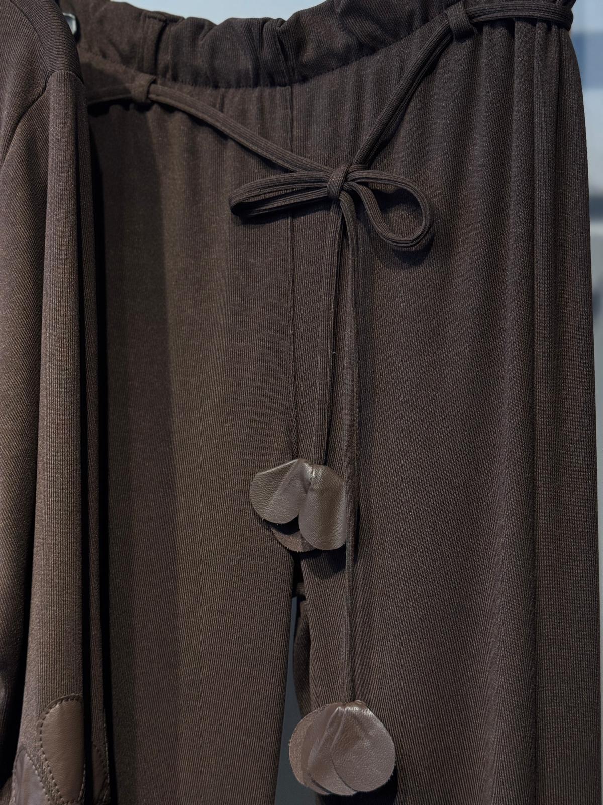 GHİSA Deri Detaylı Merserize Ceket Pantolon Takım