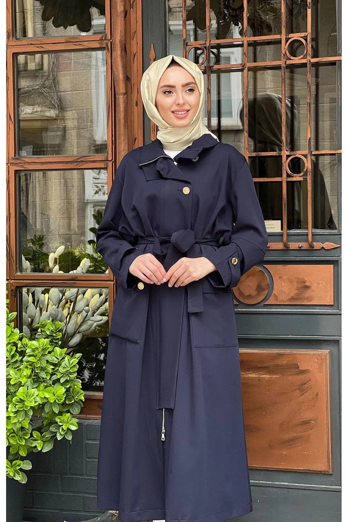 MİSSWHENCE 35506 İKİ CEPLİ KENDİNDEN BAĞLAMALI ARA BOY PARDESÜ