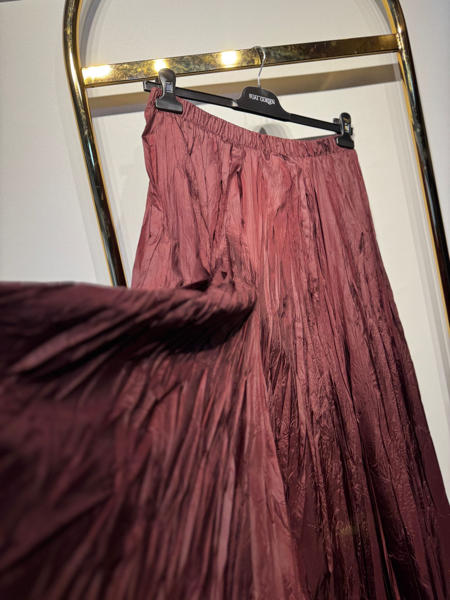 FUAT GÜRSEN Saten Kırıştırma Beli Lastikli Rahat Etek