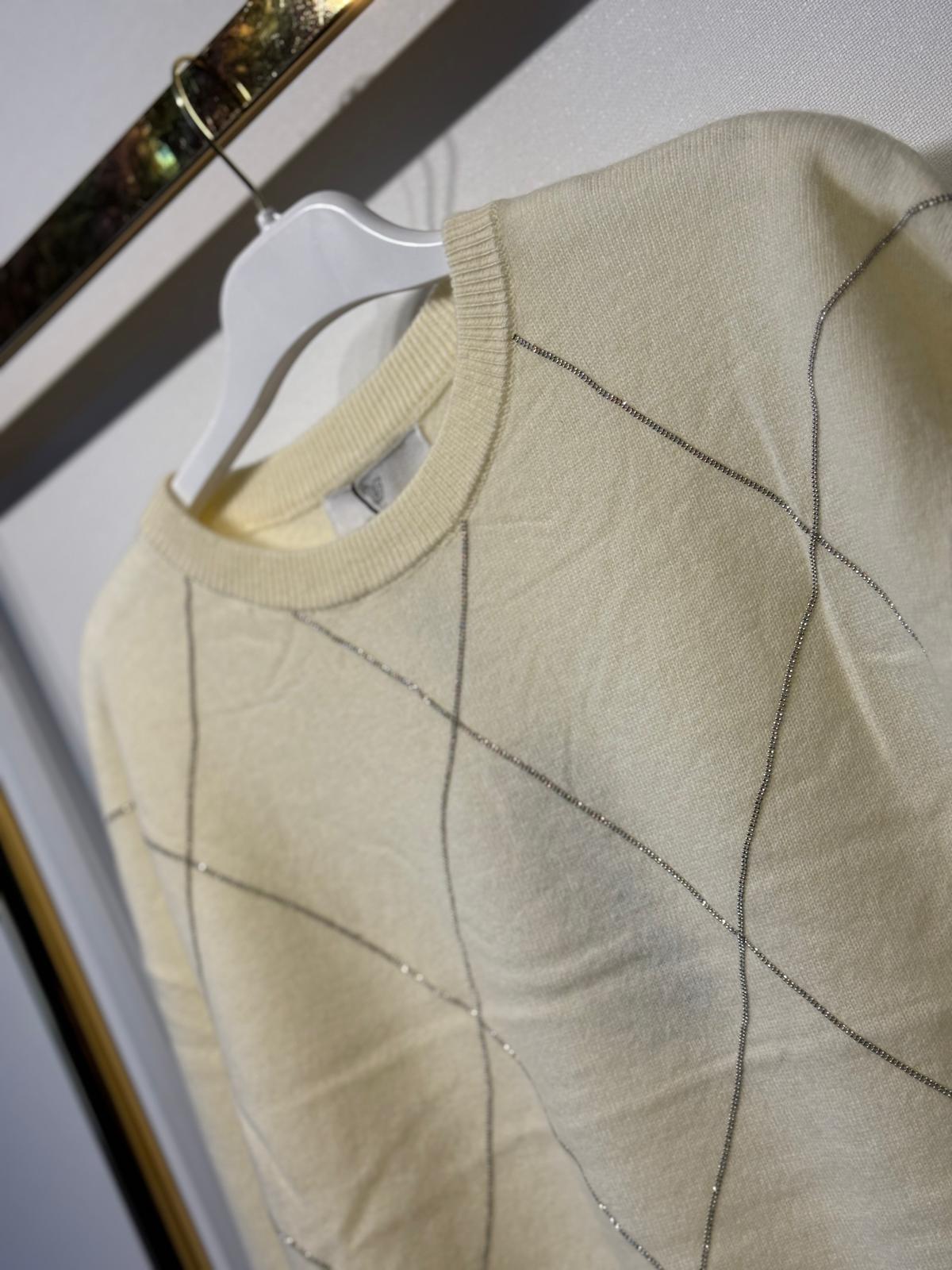 GHİSA Suyolu Mini Taş İşlemeli Tüysüz Angora Kazak