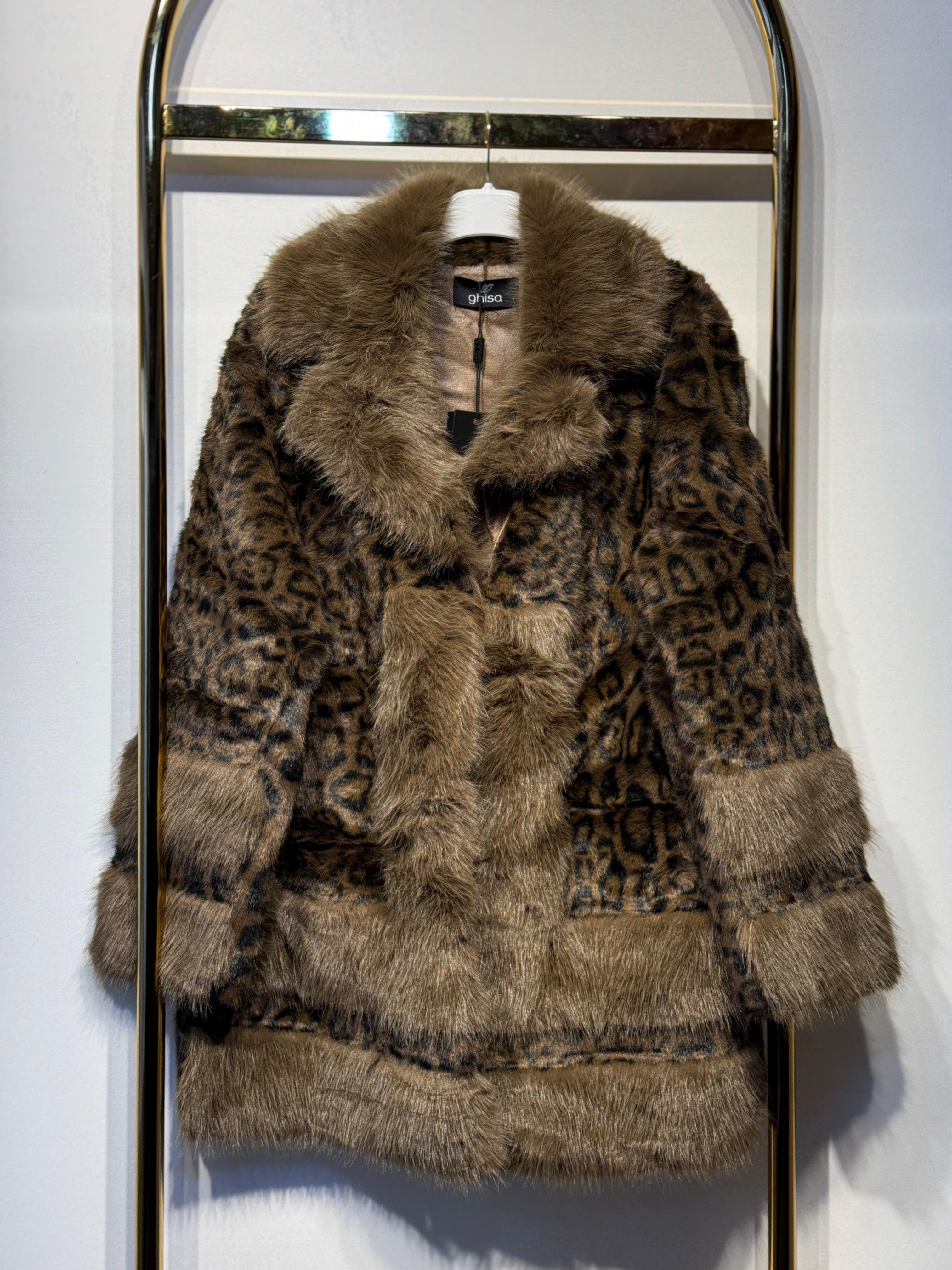 GHİSA Leopar Desenli Kürk Kaban