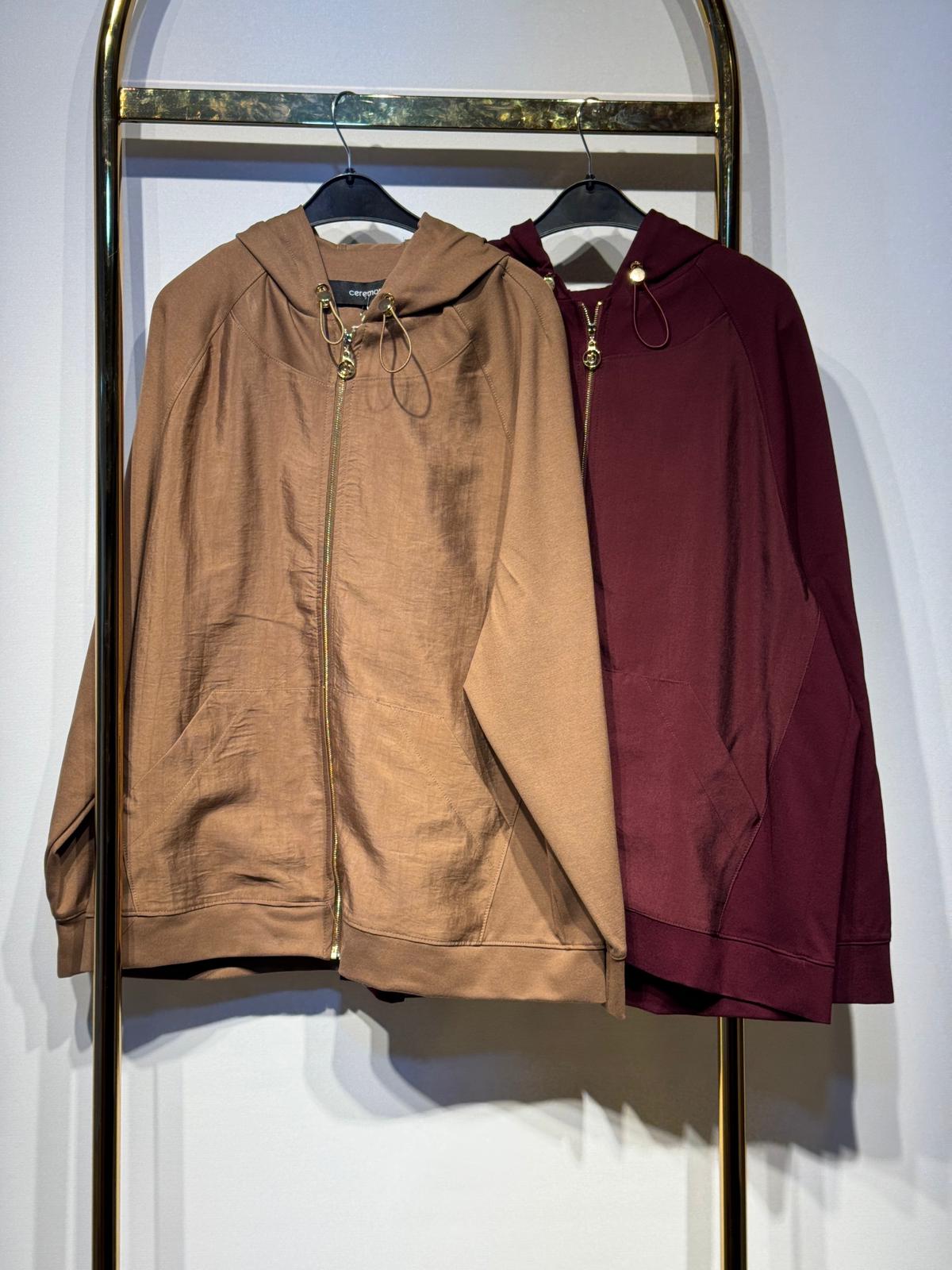 CEREMONY Önden Fermuarlı Dubai Garnili Kapşonlu Ceket