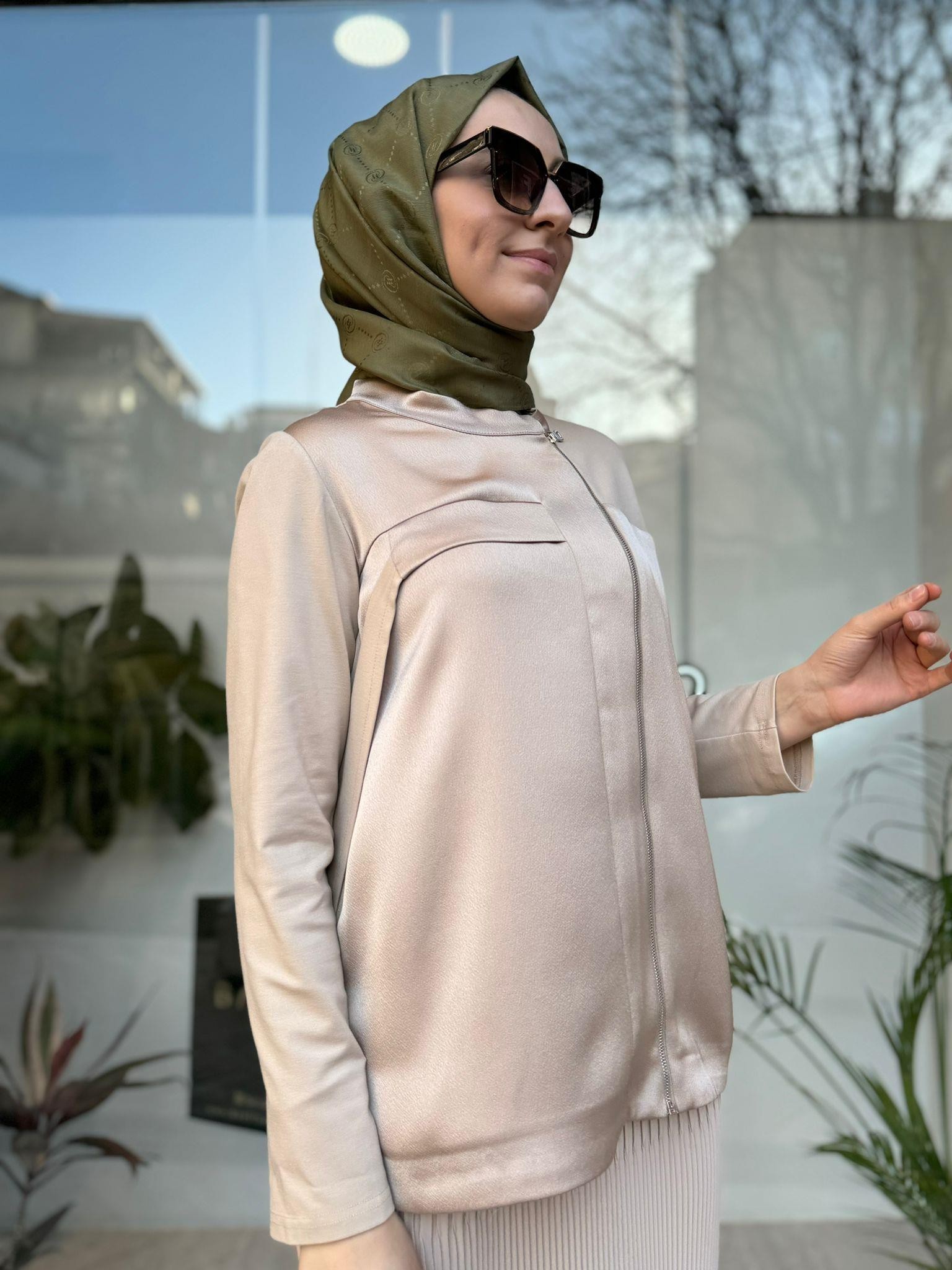 MİSSWHENCE 34206 SATEN DETAYLI FERMUARLI CEKET