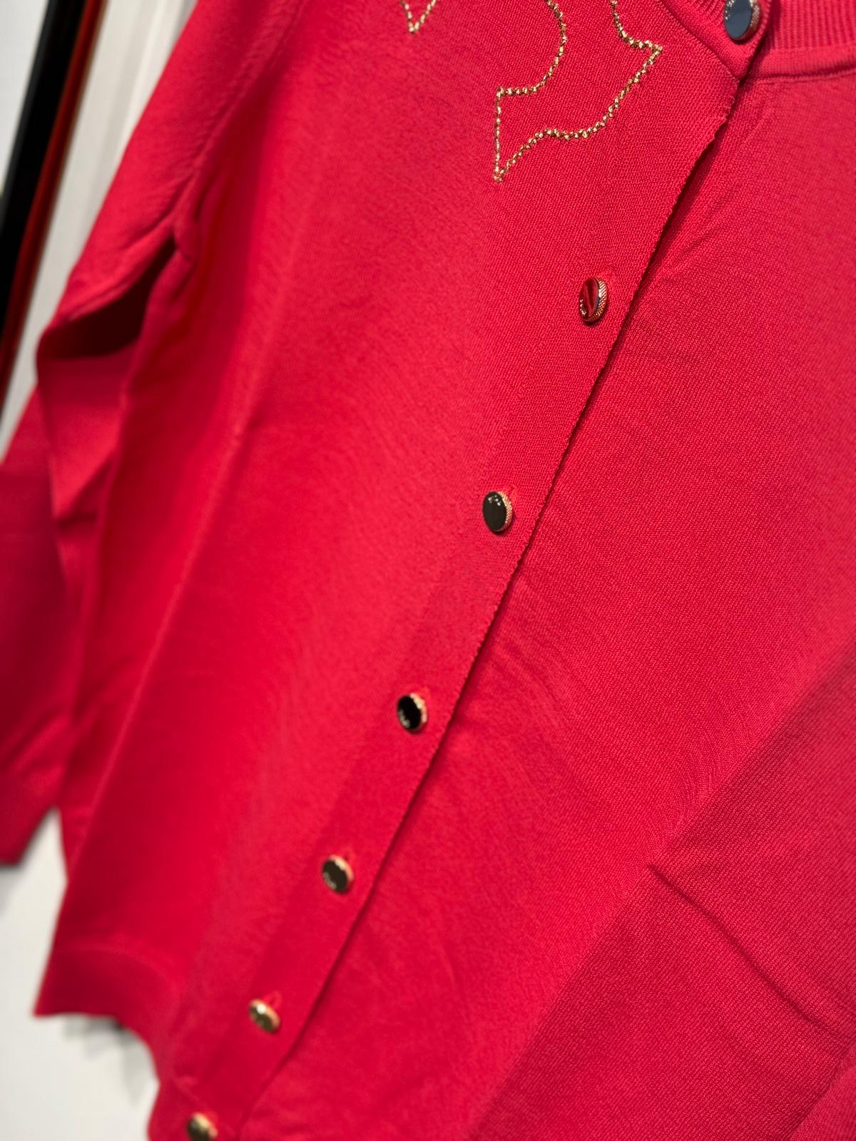 GHİSA Gold İplik Nakış İşlemeli Gold Düğme Detaylı Merserize Hırka