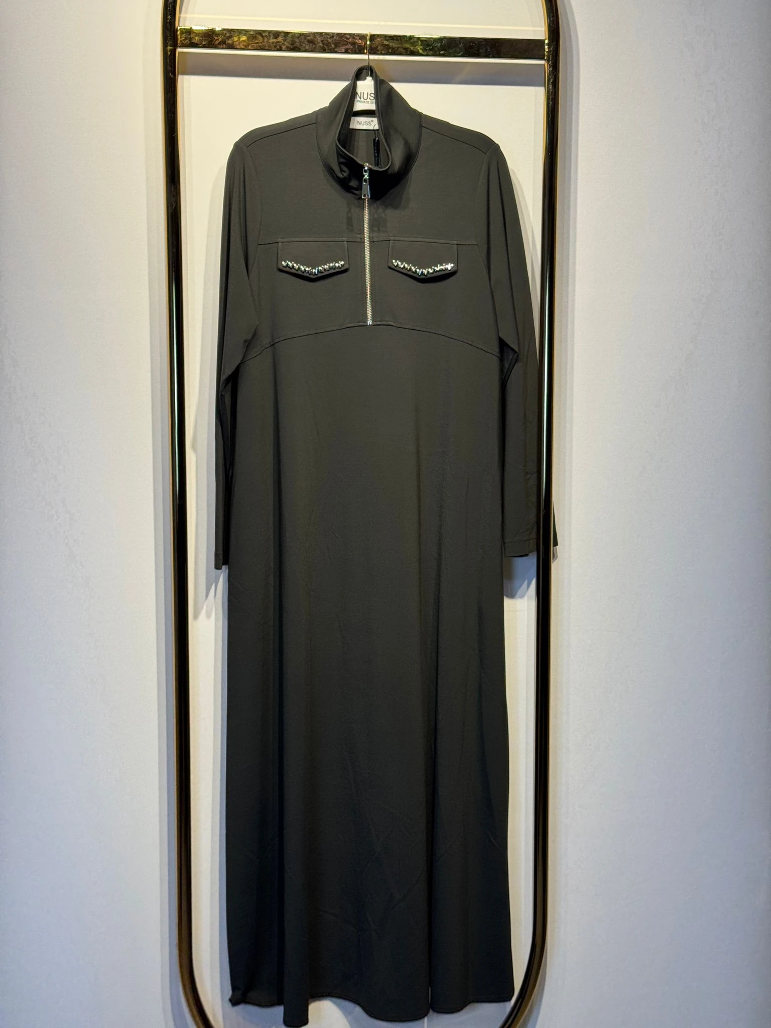 NUSS Hakim Yaka Yarım Fermuar Oyscho Uzun Elbise