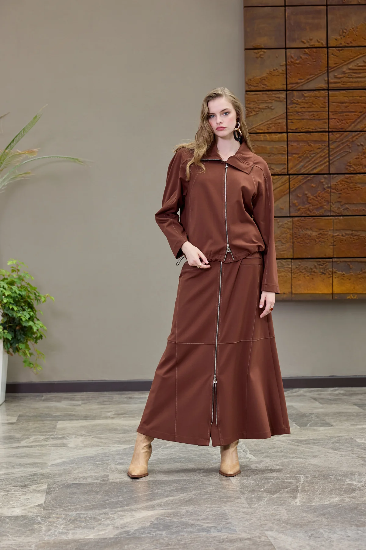 MİSSWHENCE 38201 Önden Fermuarlı Ceket -  Fermuarlı Spor Etek Takım