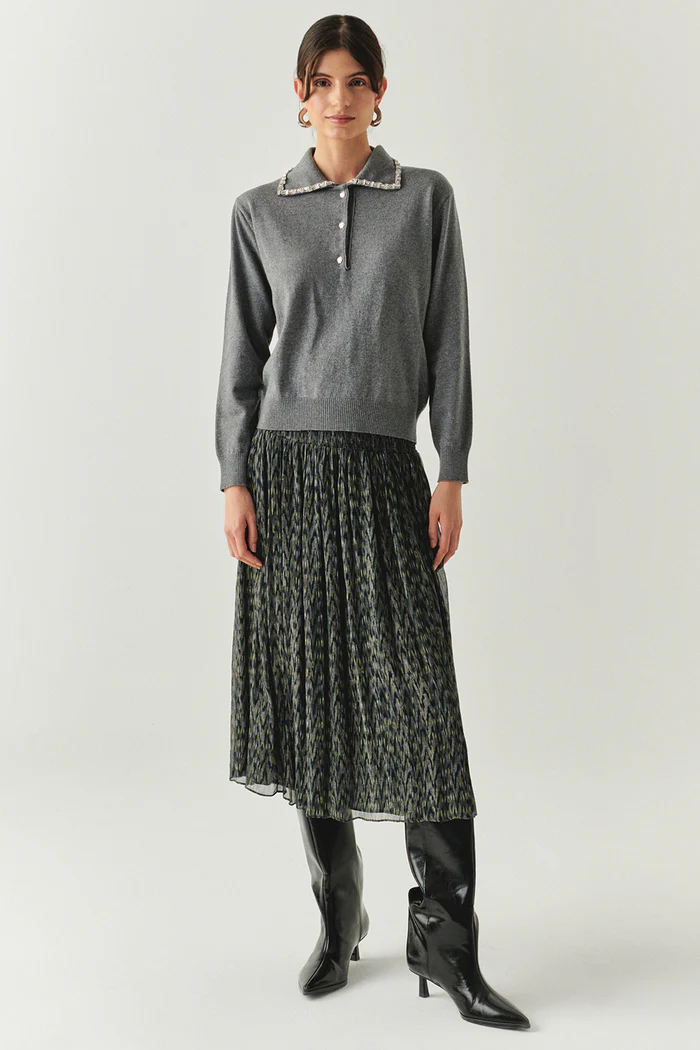 EXQUİSE Taş Detaylı Merserize Maleaht Triko Bluz