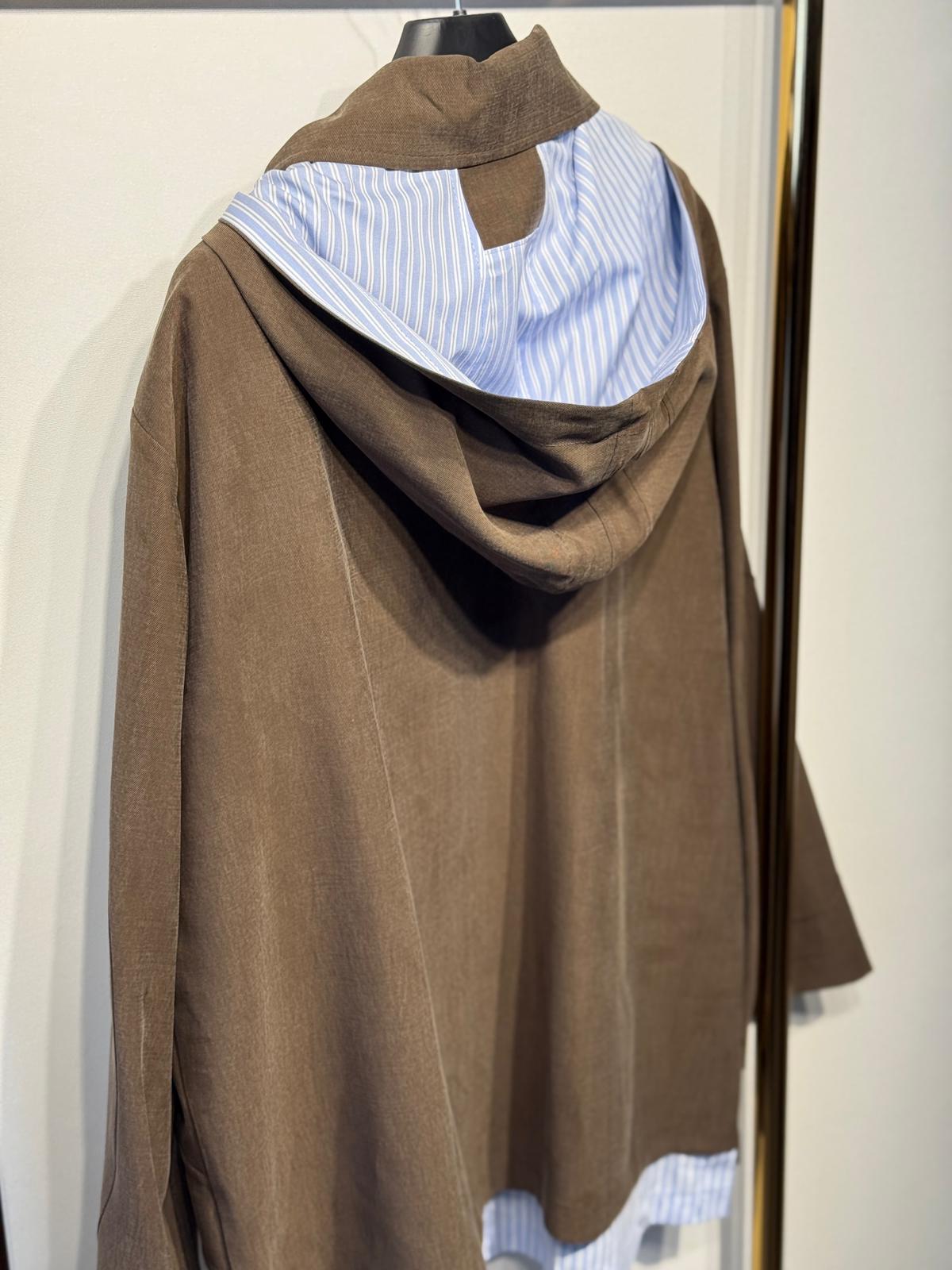 GHİSA Önden Gold Fermuar Gömlekli Görünüm Kapşonlu Ceket