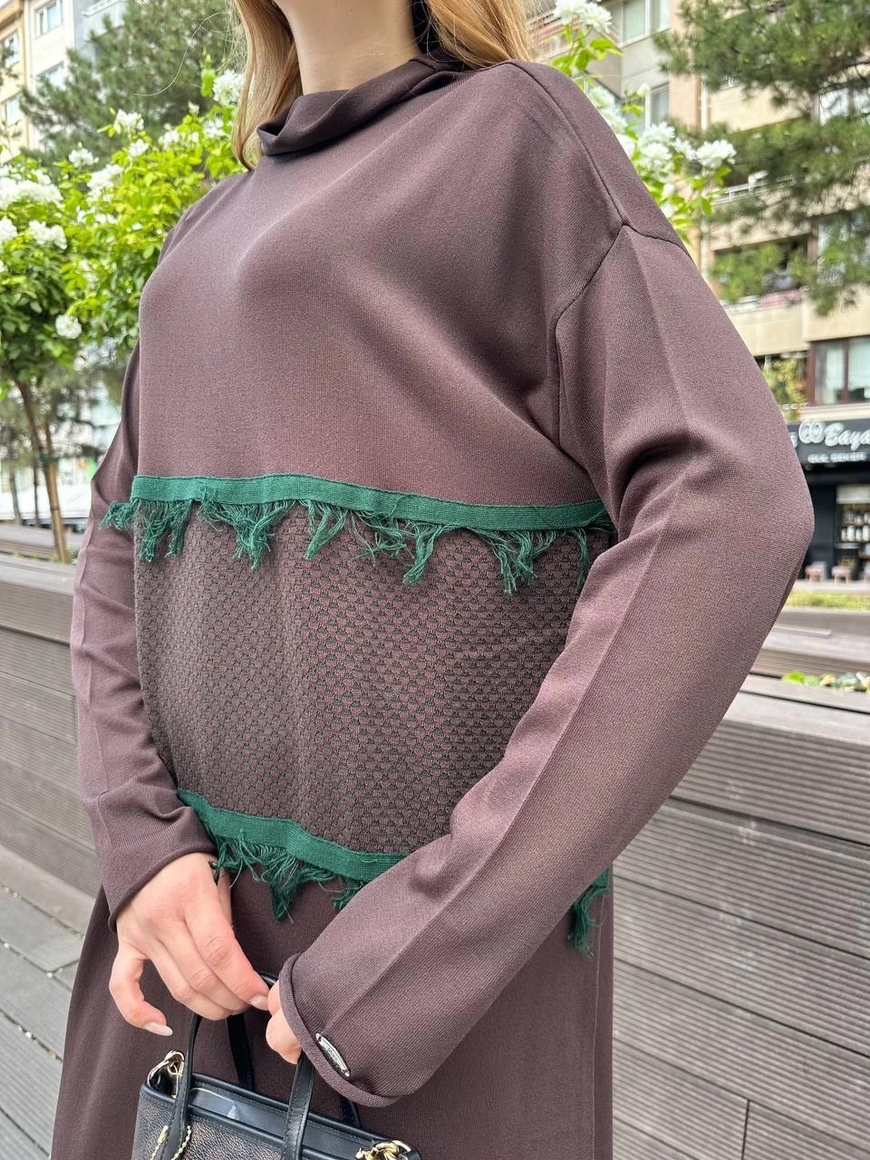 MİSSWHENCE MİSS 239 İPLİK DETAYLI TRİKO ELBİSE