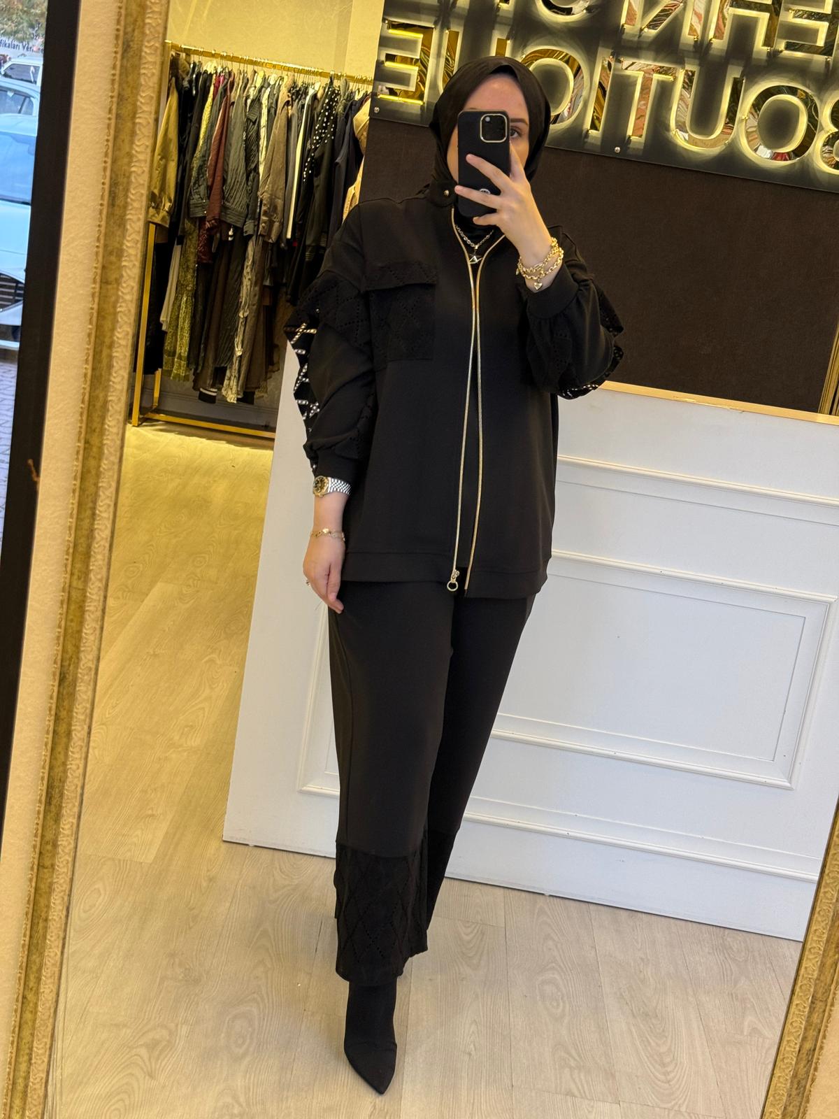 GHİSA Transparan Tasarım Ceket Pantolon Takım