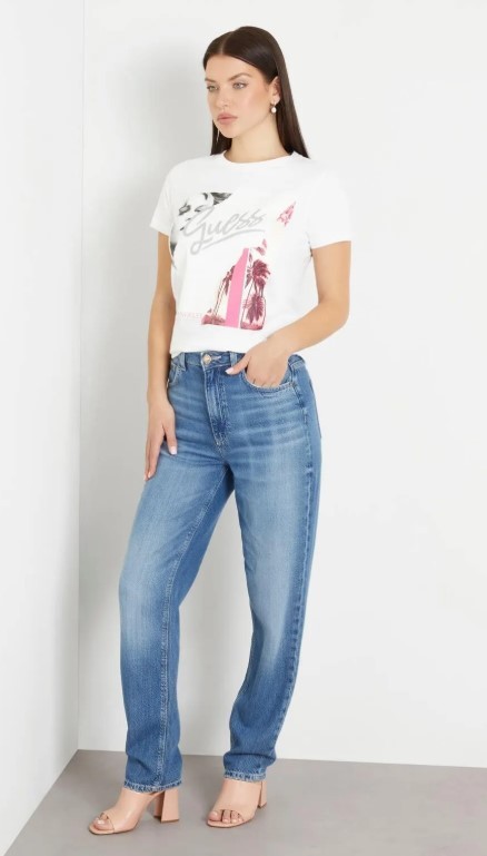 GUESS Bisiklet Yaka Baskı Detaylı Tshirt