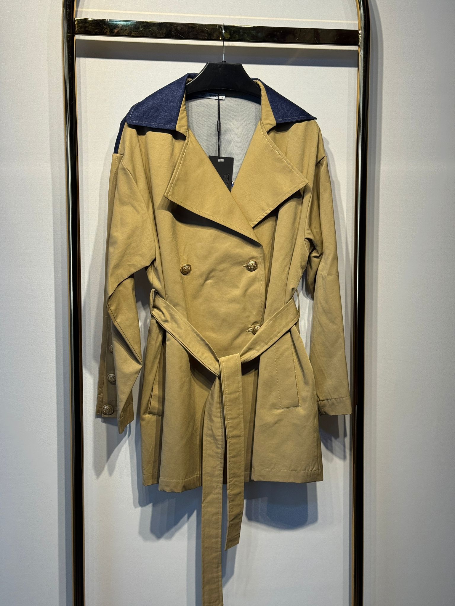 GHİSA Gold Düğme Detaylı Jeans Mix Kısa Trenç