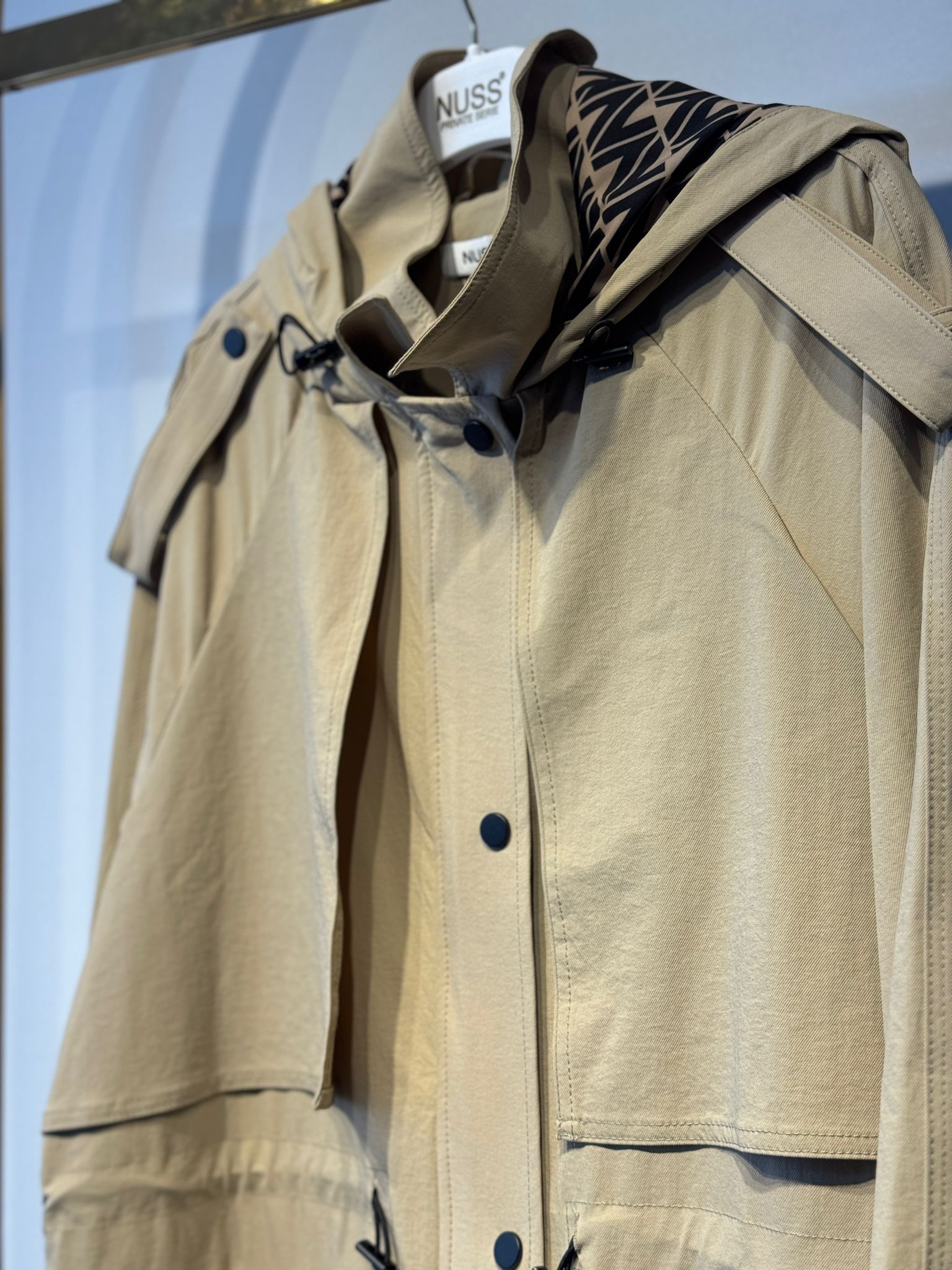 NUSS Mix Kumaş Desenli Uzun Kap