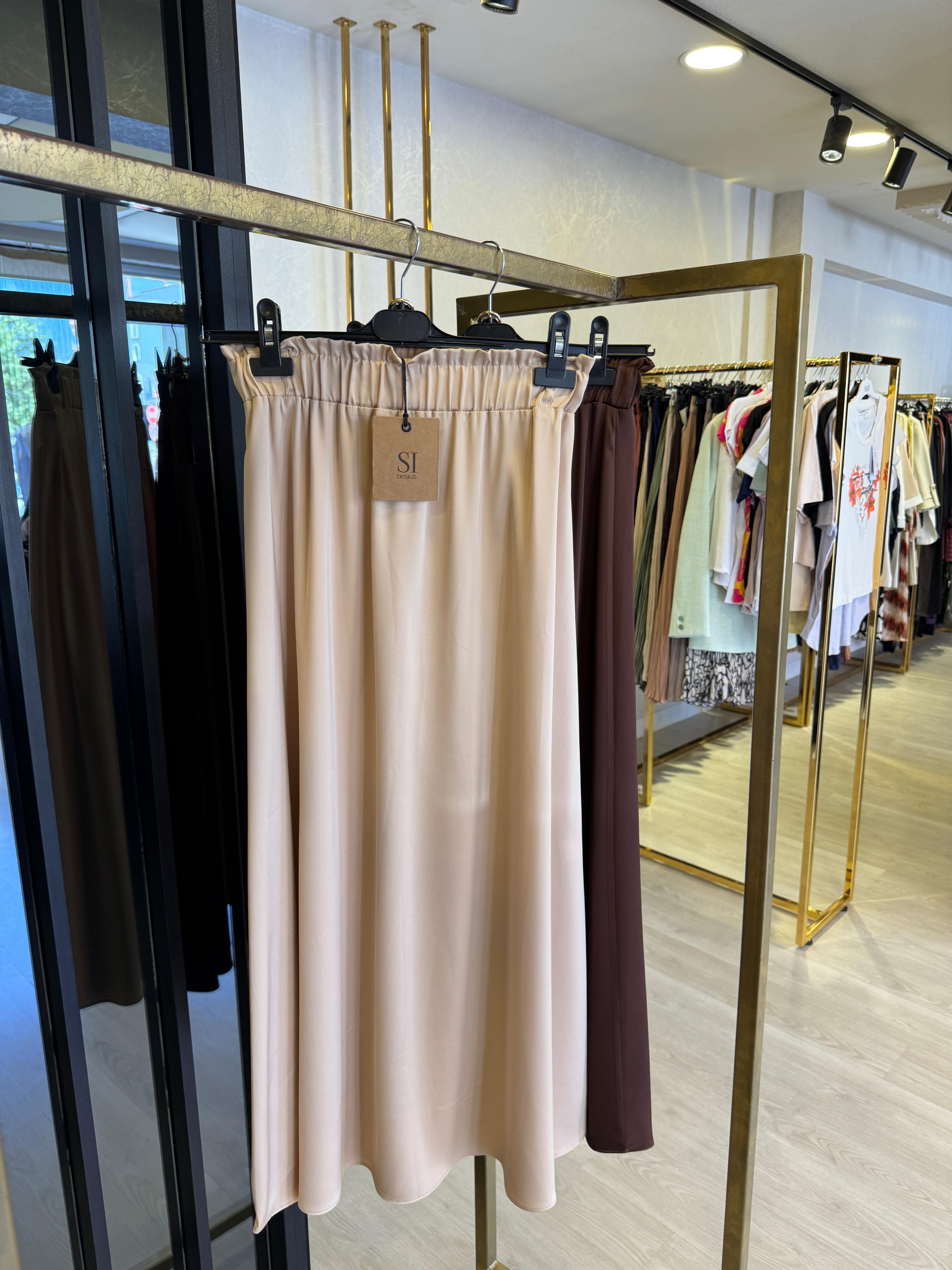 Sİ Design 31120 Gold Zincir Kemer Detaylı Beli Lastikli Etek