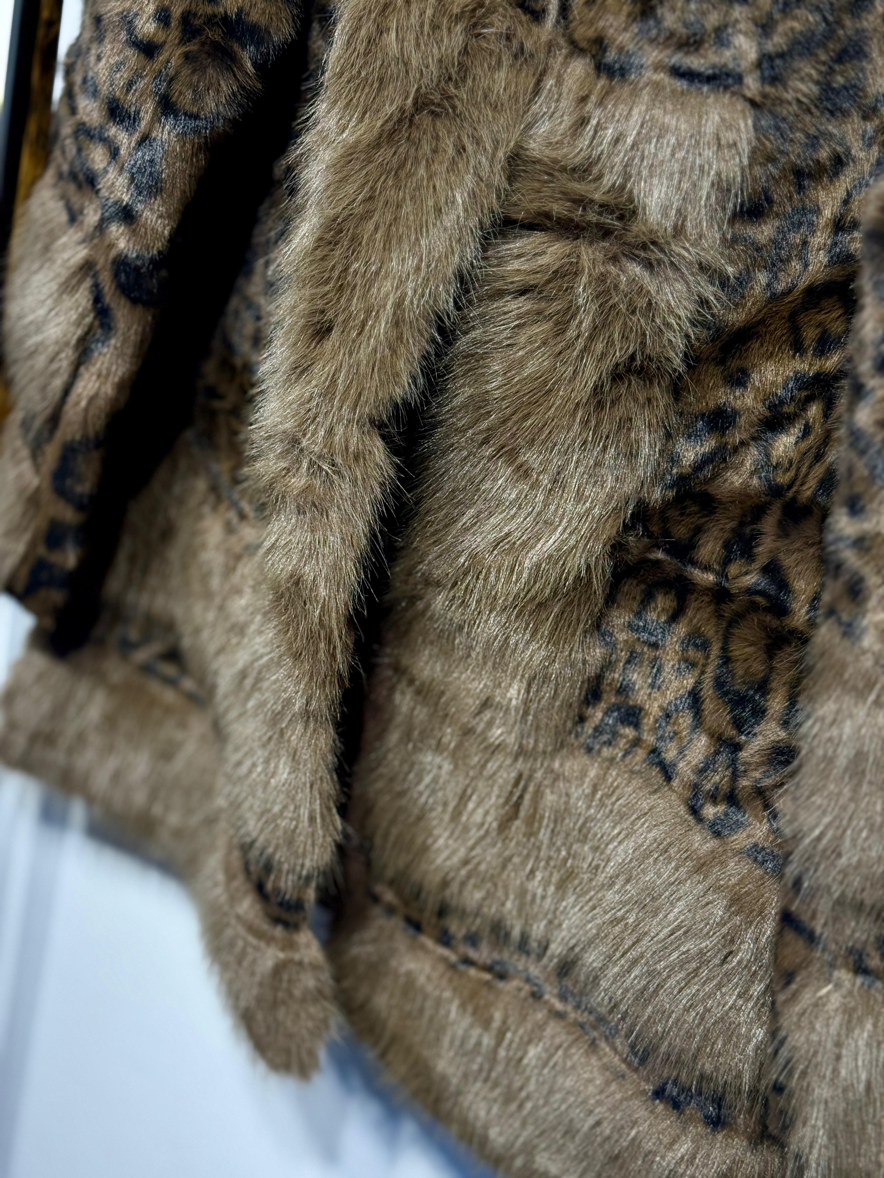 GHİSA Leopar Desenli Kürk Kaban