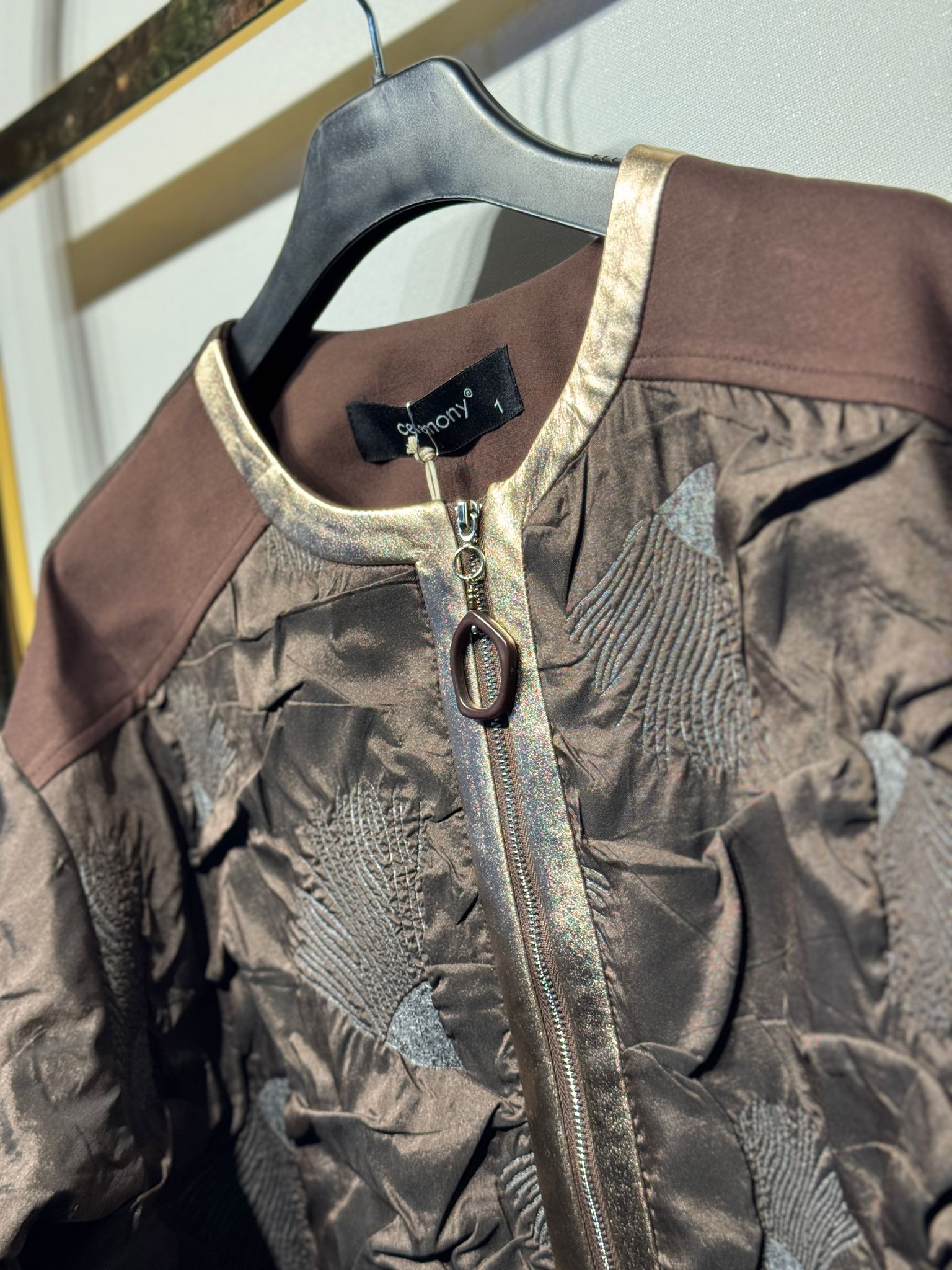 CEREMONY Santana Deri Garnili Kısa Ceket