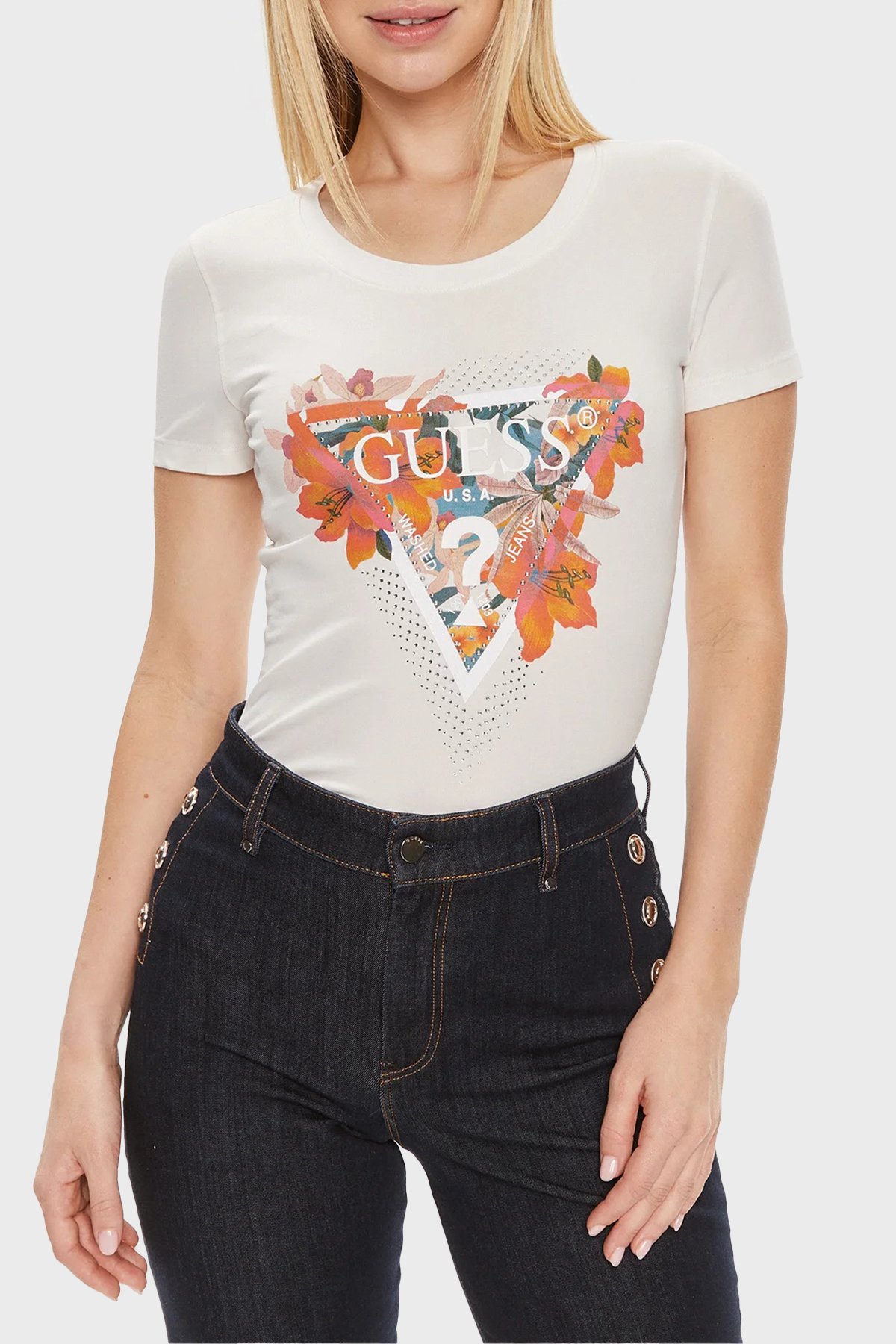 GUESS Tropical Pamuklu Slim Fit Tshirt