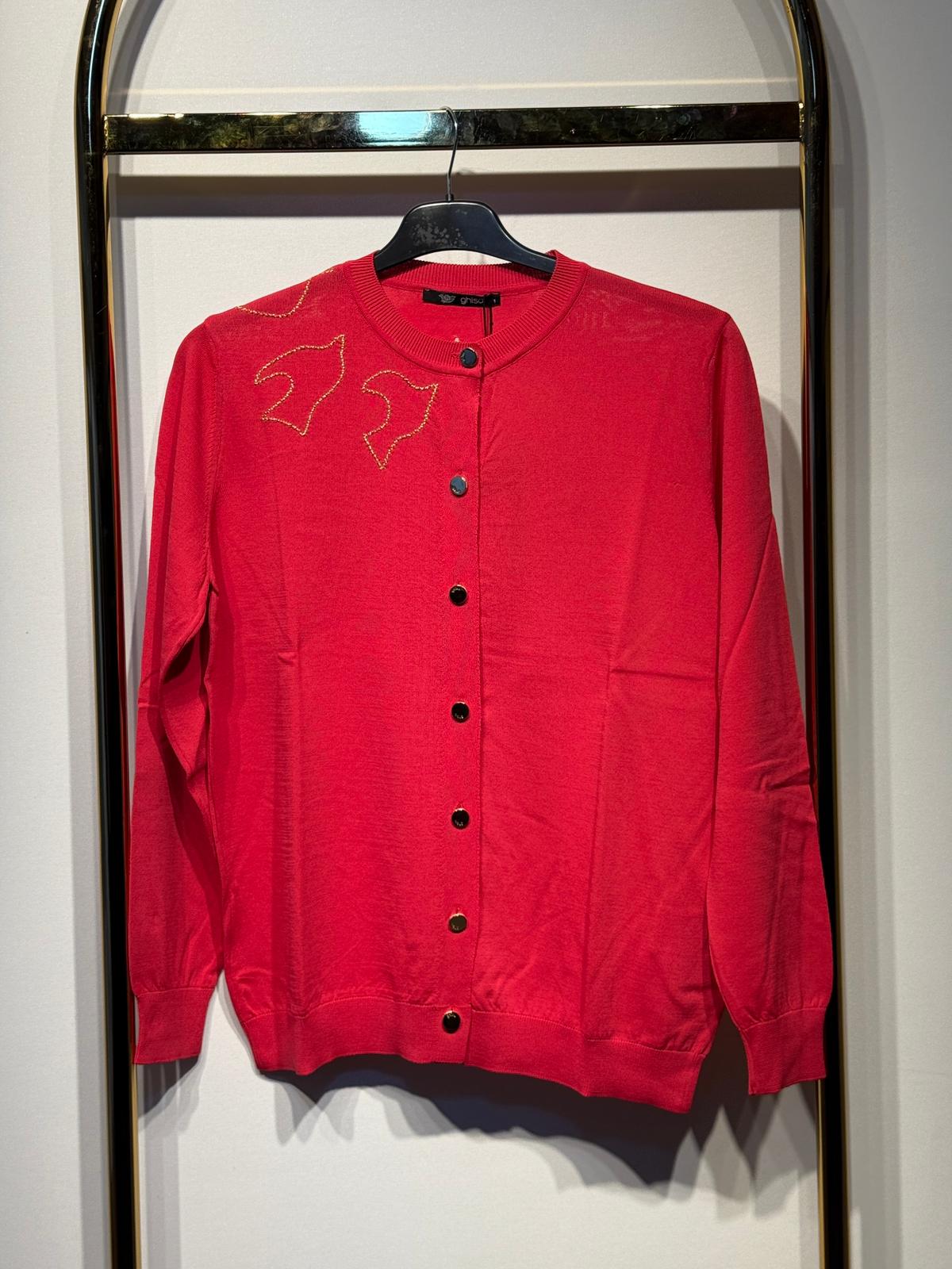 GHİSA Gold İplik Nakış İşlemeli Gold Düğme Detaylı Merserize Hırka