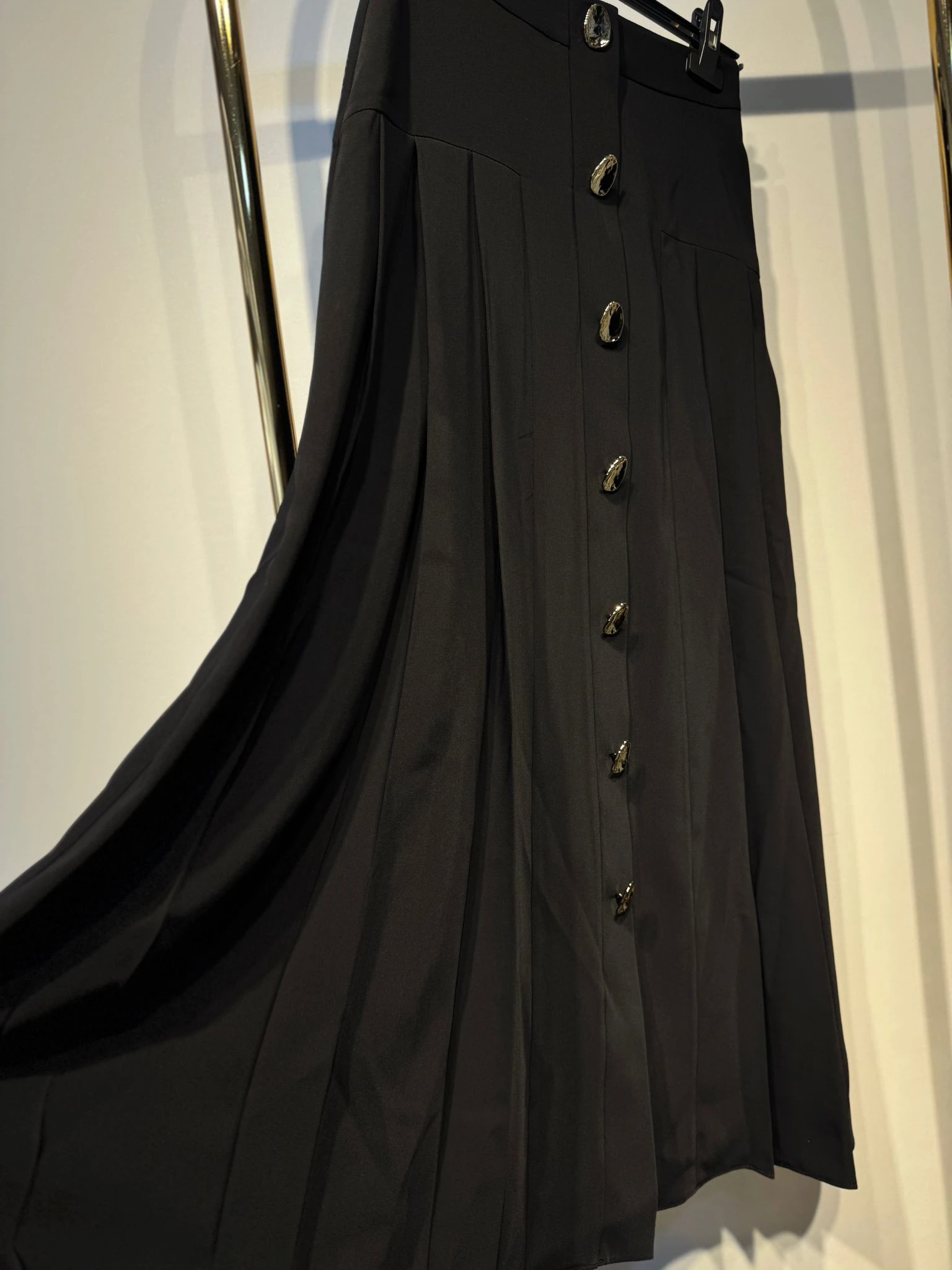 Sİ Desing my8 3112 Geniş Pliseli Önden Gold Düğme Detaylı Çan Etek