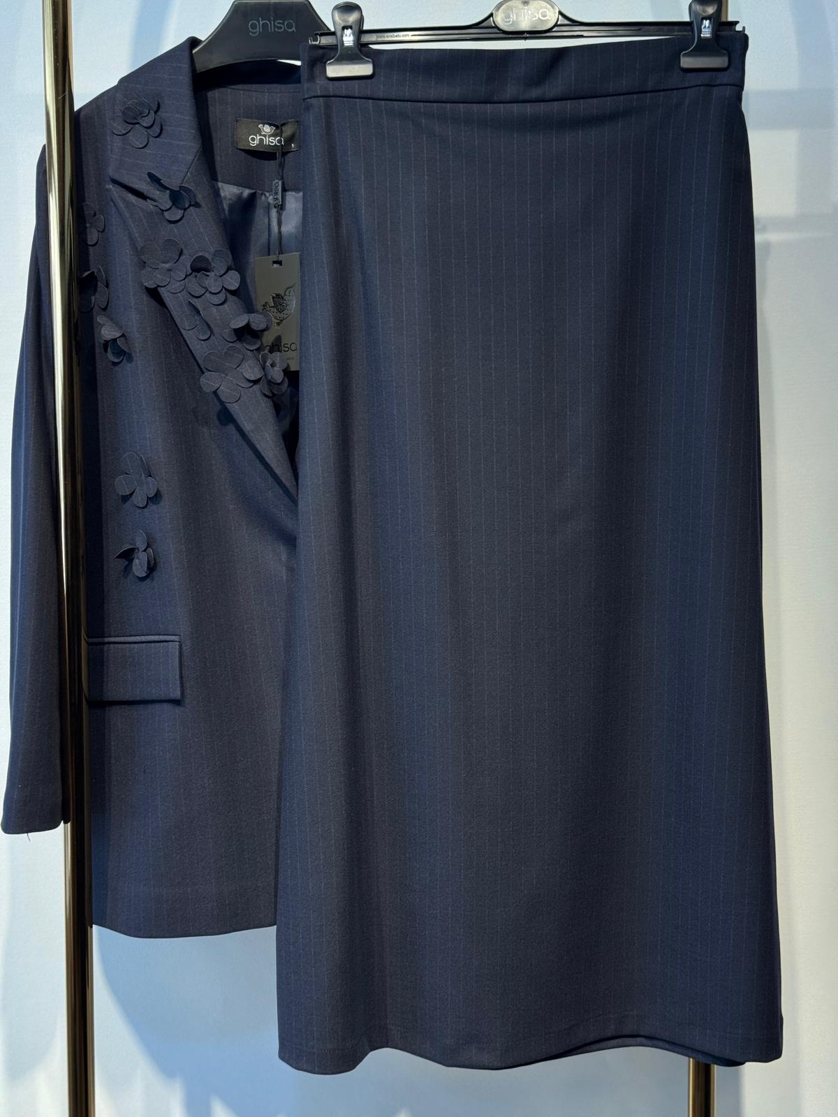 GHİSA Çiçek İşlemeli Blazer Ceket - Etek Takım