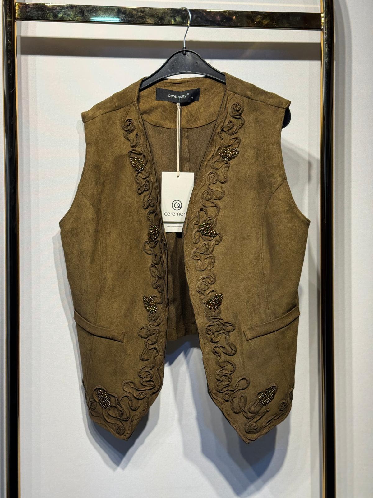 CEREMONY Nakışlı Süet Yelek